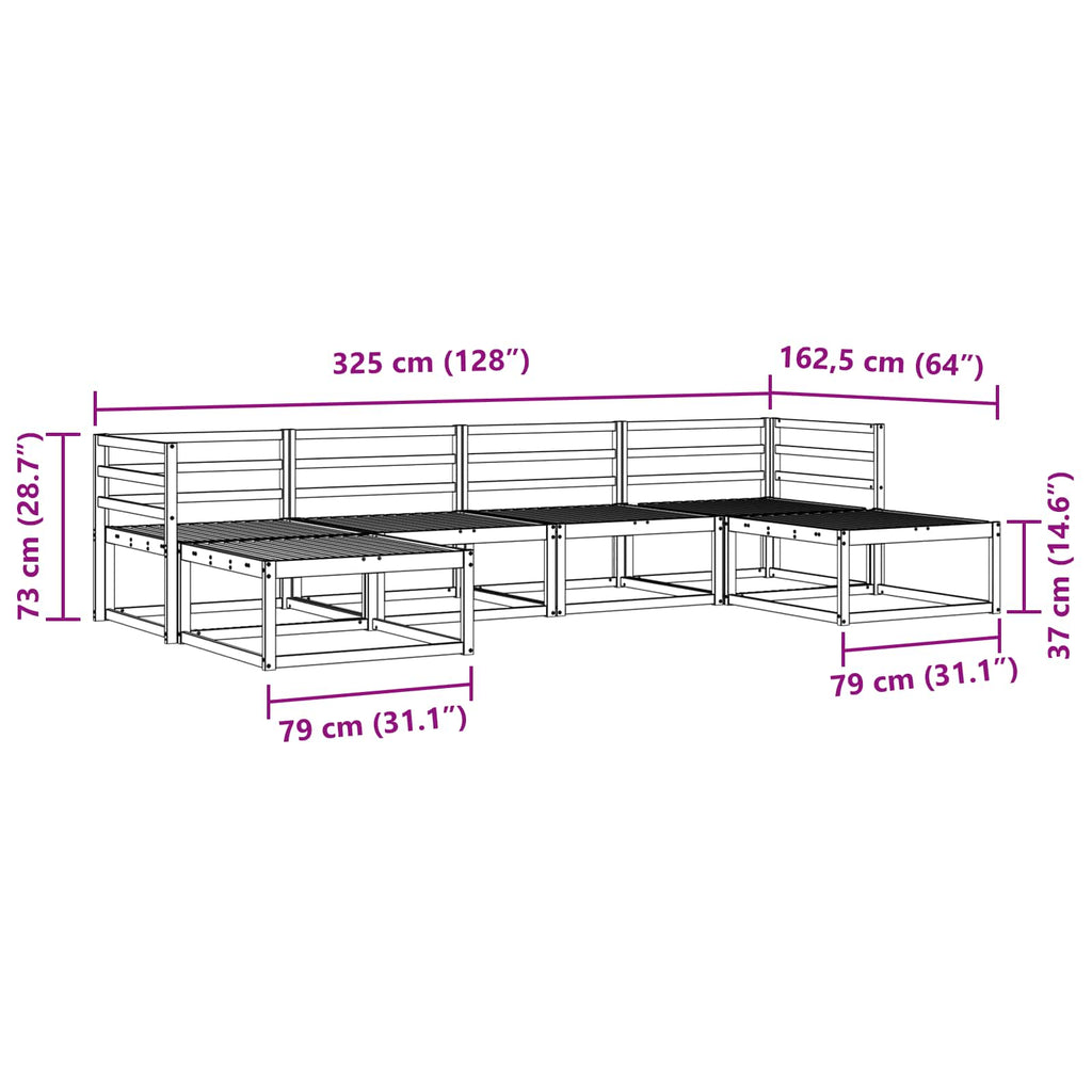 Outdoor-Sofagarnitur 6 pcs Natur Massivholz Akazie