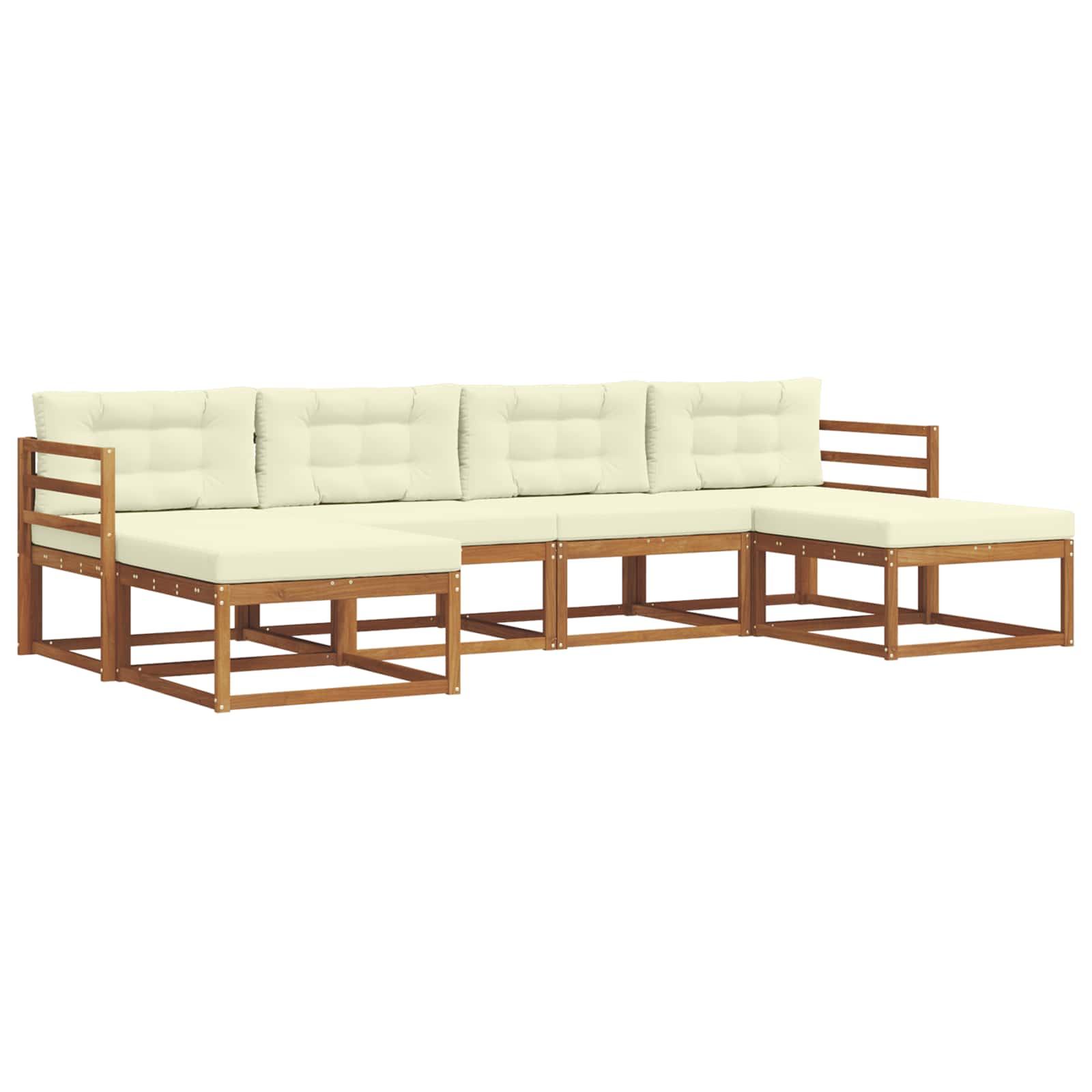 Outdoor-Sofagarnitur mit Kissen 6 pcs Natur und Creme
