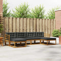 Outdoor-Sofagarnitur mit Kissen 6 pcs Natur und Anthrazit