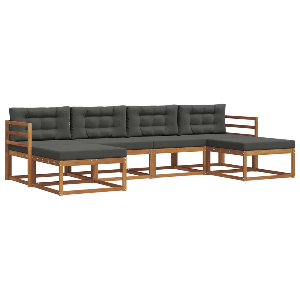 Outdoor-Sofagarnitur mit Kissen 6 pcs Natur und Anthrazit