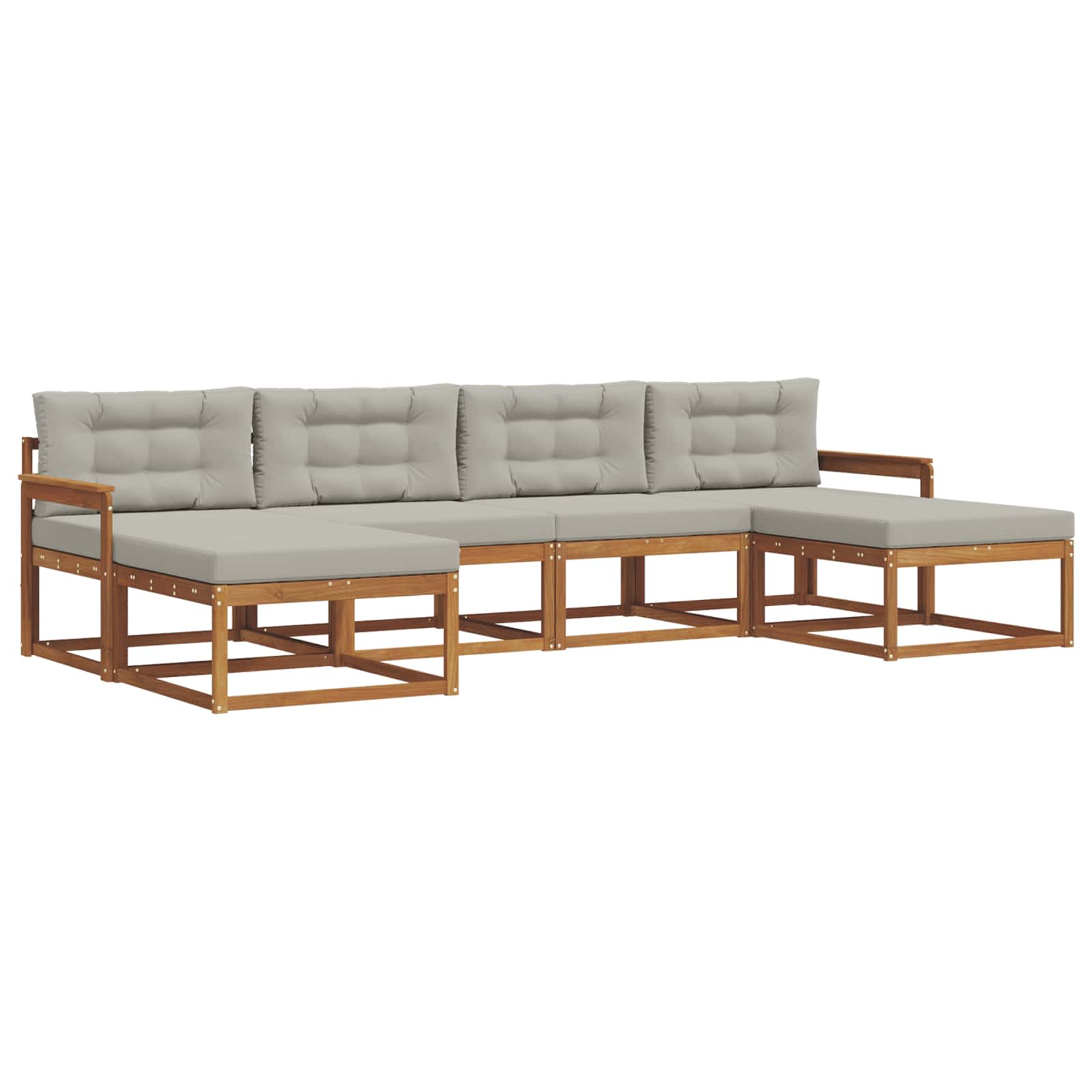 Outdoor-Sofagarnitur mit Kissen 6 pcs Natürlich und Hellgrau