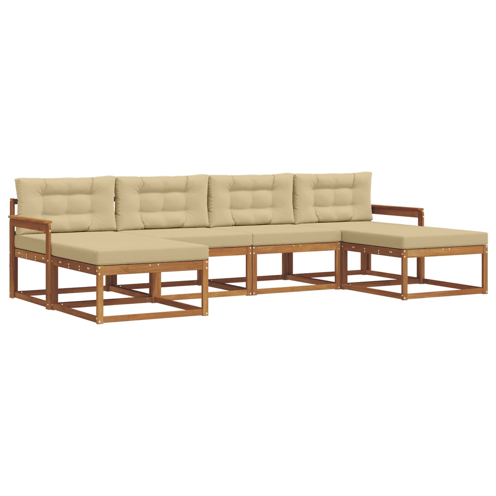 Outdoor-Sofagarnitur mit Kissen 6 pcs Natur und Beige