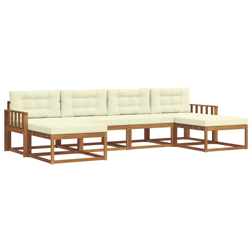 Outdoor-Sofagarnitur mit Kissen 6 pcs Natur und Creme