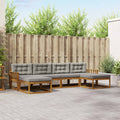 Outdoor-Sofagarnitur mit Kissen 6 pcs Natürlich und Hellgrau