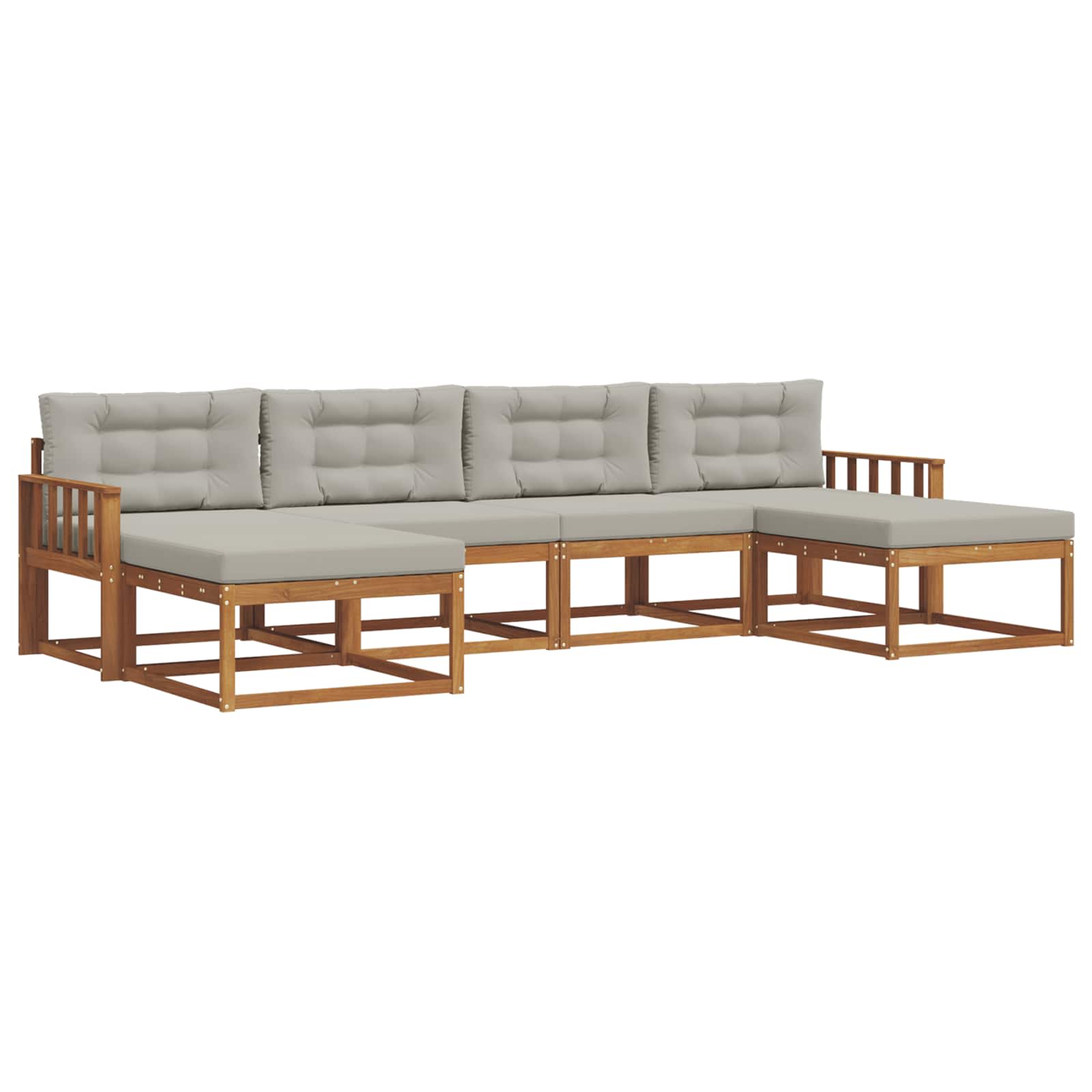 Outdoor-Sofagarnitur mit Kissen 6 pcs Natürlich und Hellgrau