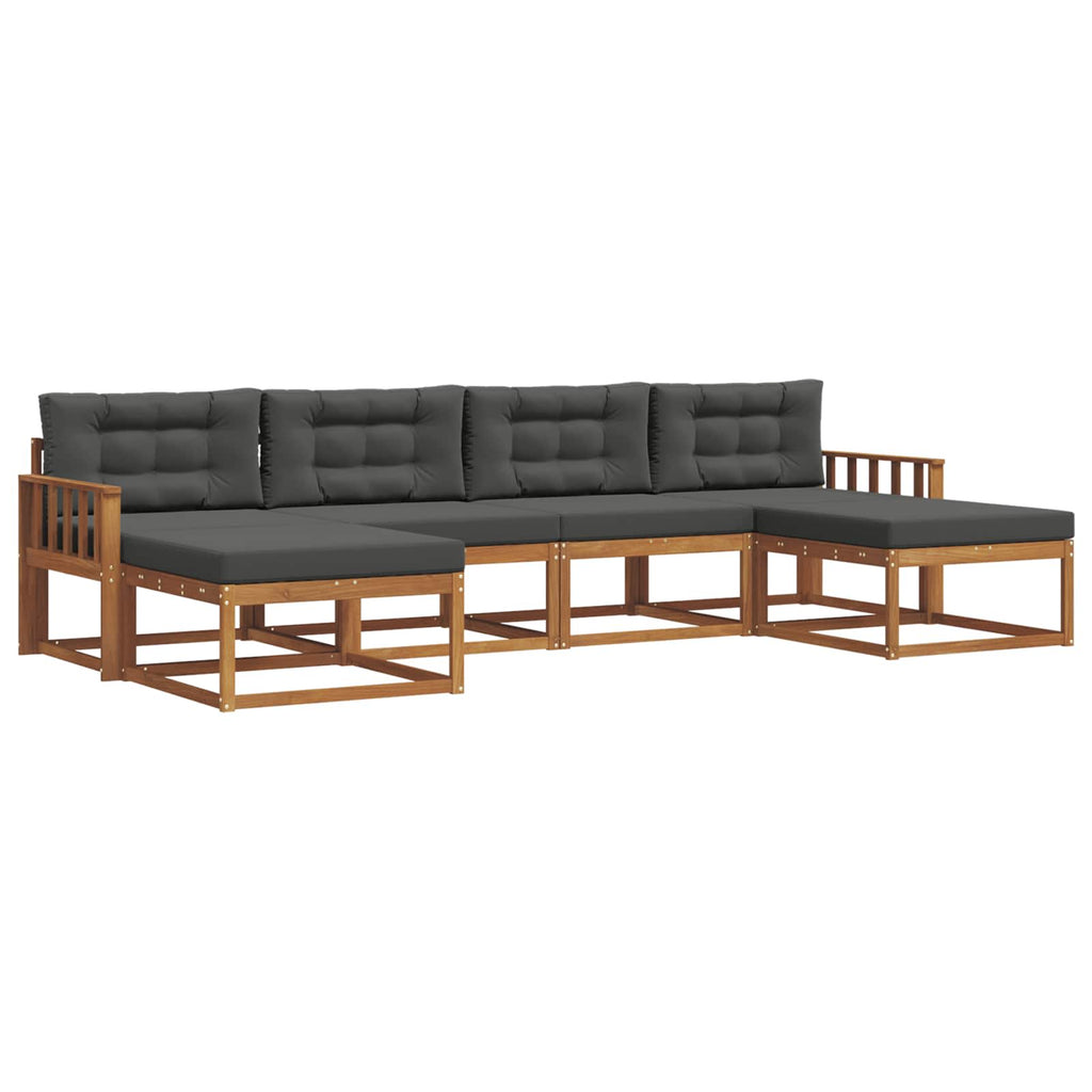Outdoor-Sofagarnitur mit Kissen 6 pcs Natur und Anthrazit