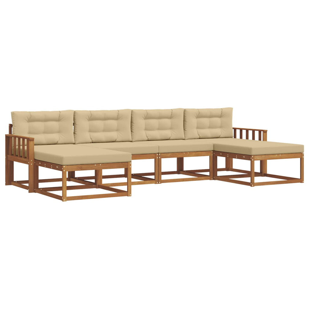 Outdoor-Sofagarnitur mit Kissen 6 pcs Natur und Beige
