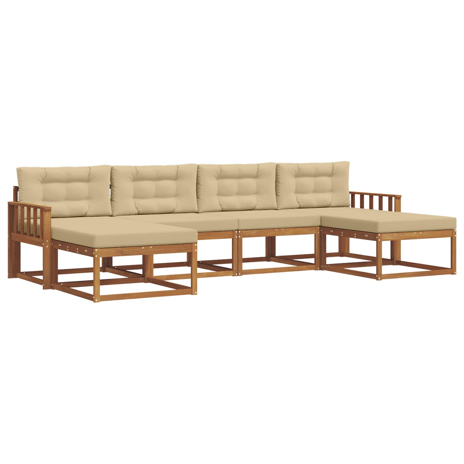 Outdoor-Sofagarnitur mit Kissen 6 pcs Natur und Beige