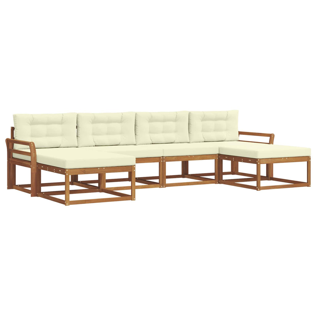 Outdoor-Sofagarnitur mit Kissen 6 pcs Natur und Creme