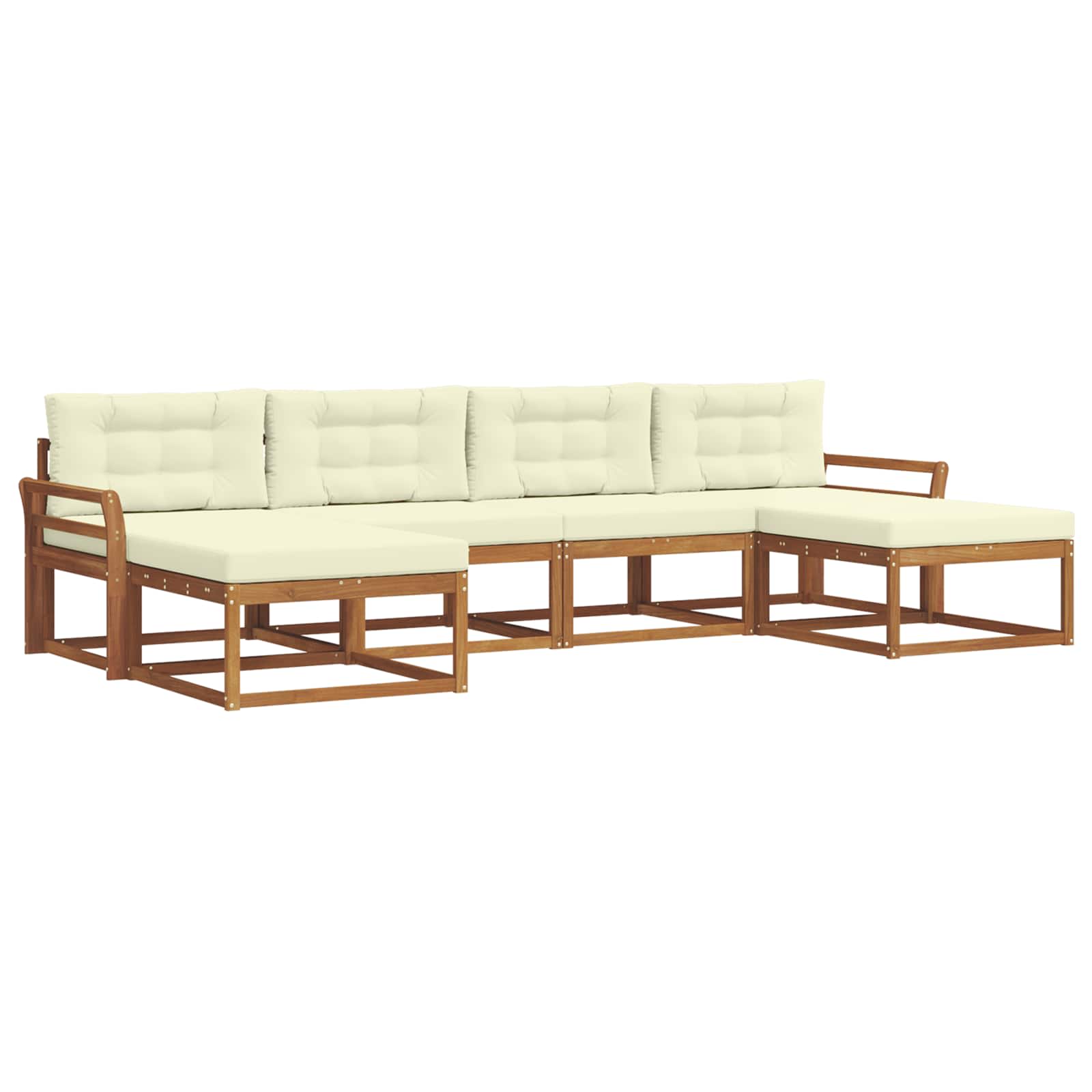 Outdoor-Sofagarnitur mit Kissen 6 pcs Natur und Creme