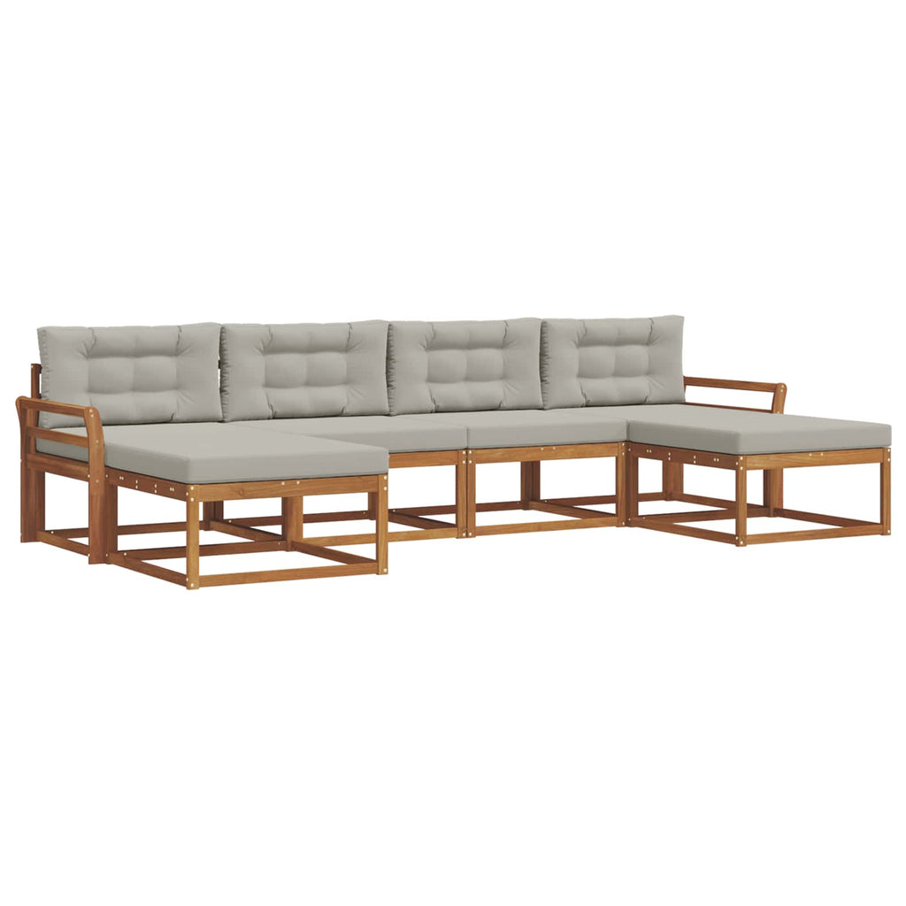Outdoor-Sofagarnitur mit Kissen 6 pcs Natürlich und Hellgrau