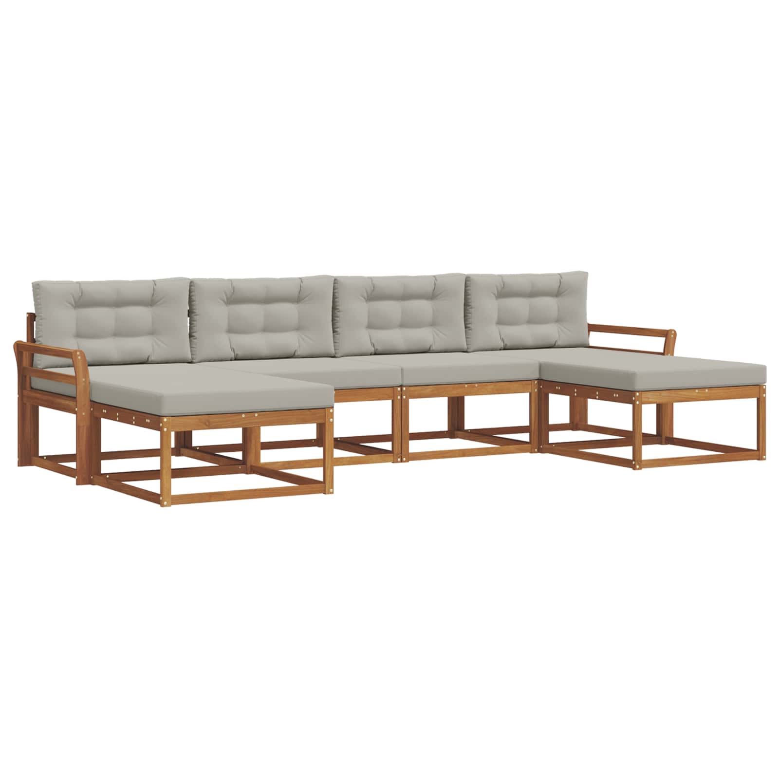 Outdoor-Sofagarnitur mit Kissen 6 pcs Natürlich und Hellgrau
