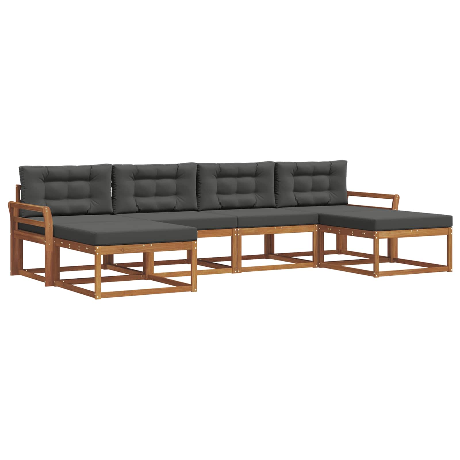 Outdoor-Sofagarnitur mit Kissen 6 pcs Natur und Anthrazit