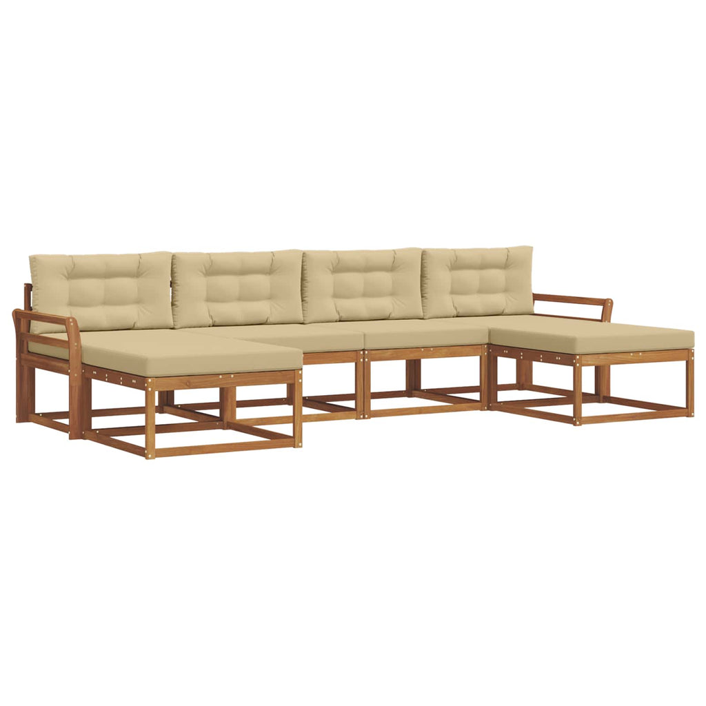 Outdoor-Sofagarnitur mit Kissen 6 pcs Natur und Beige