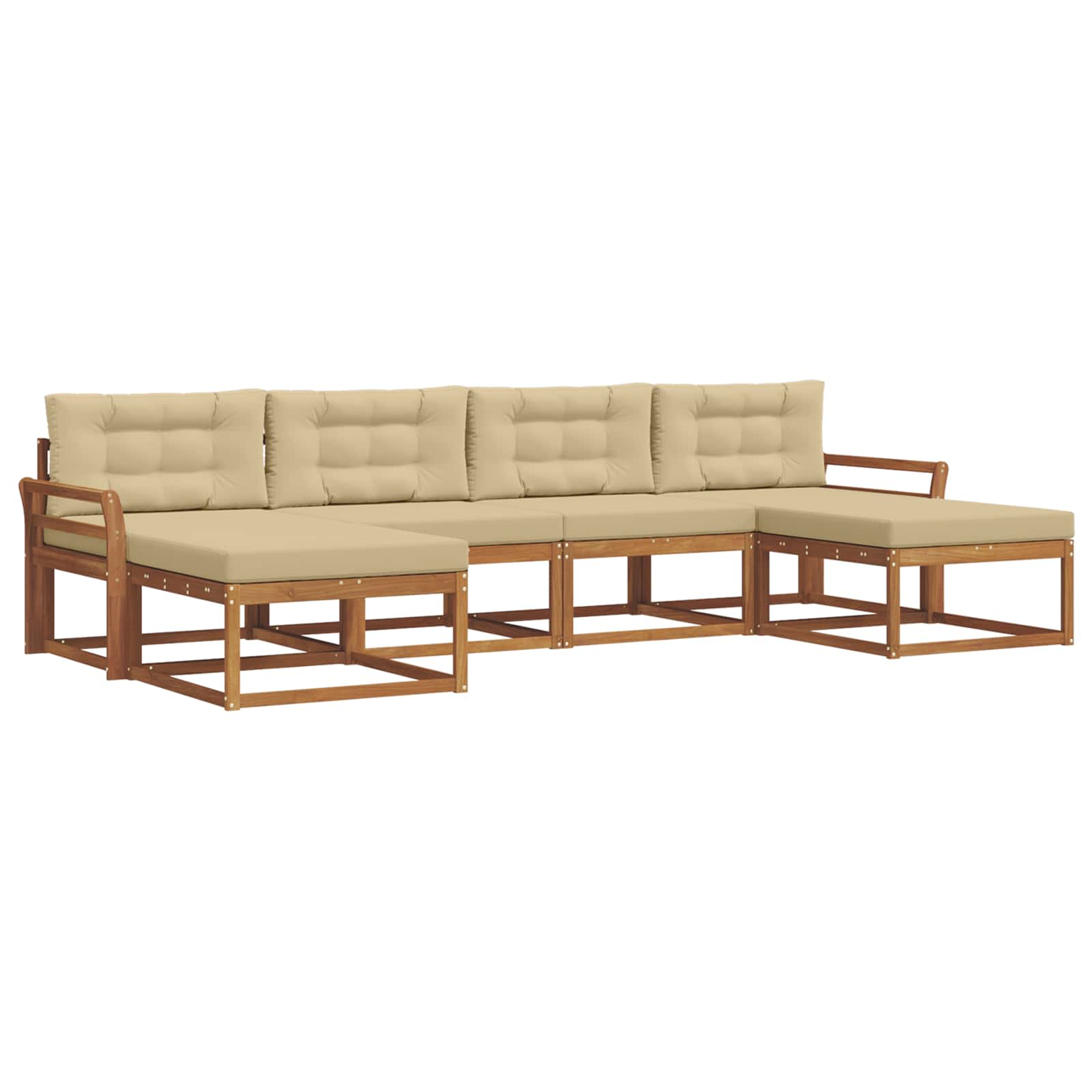 Outdoor-Sofagarnitur mit Kissen 6 pcs Natur und Beige