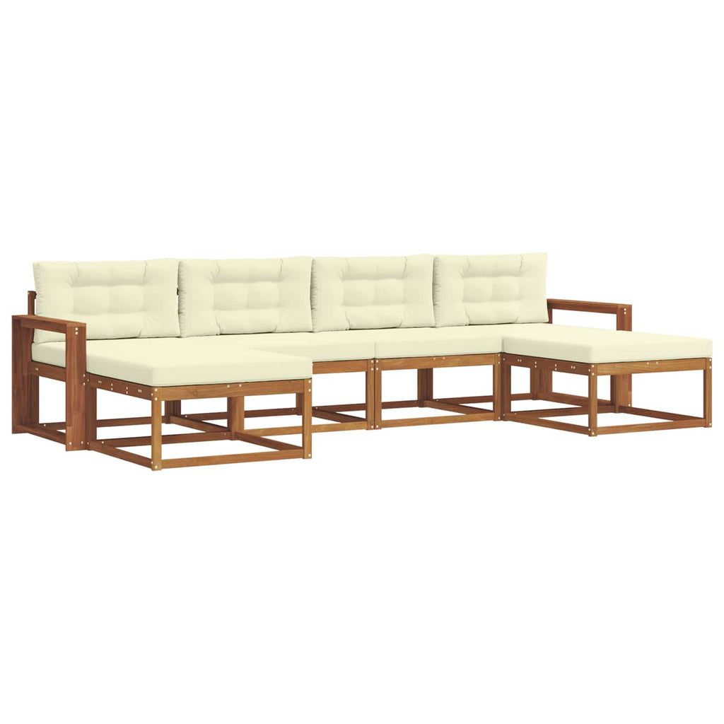 Outdoor-Sofagarnitur mit Kissen 6 pcs Natur und Creme