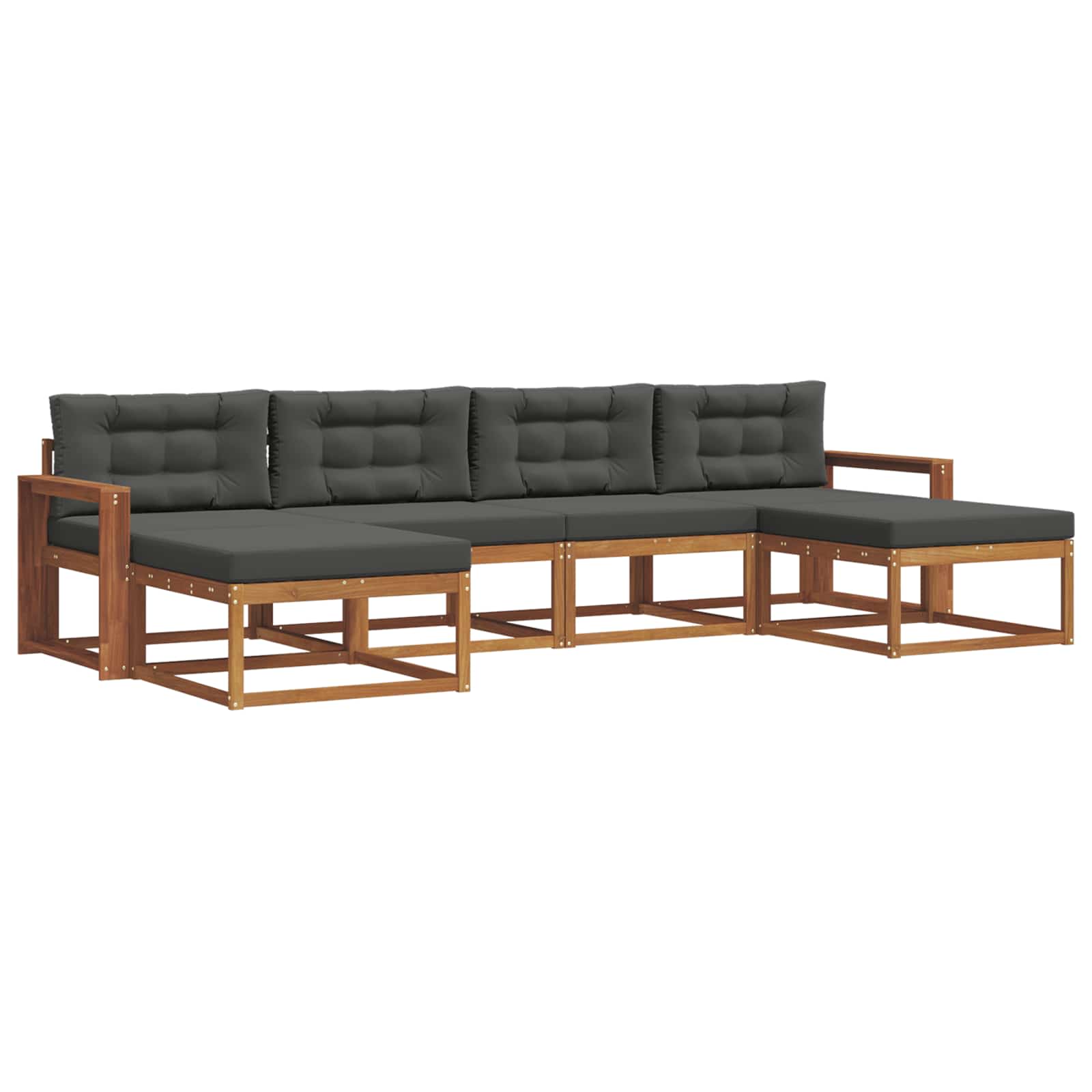 Outdoor-Sofagarnitur mit Kissen 6 pcs Natur und Anthrazit