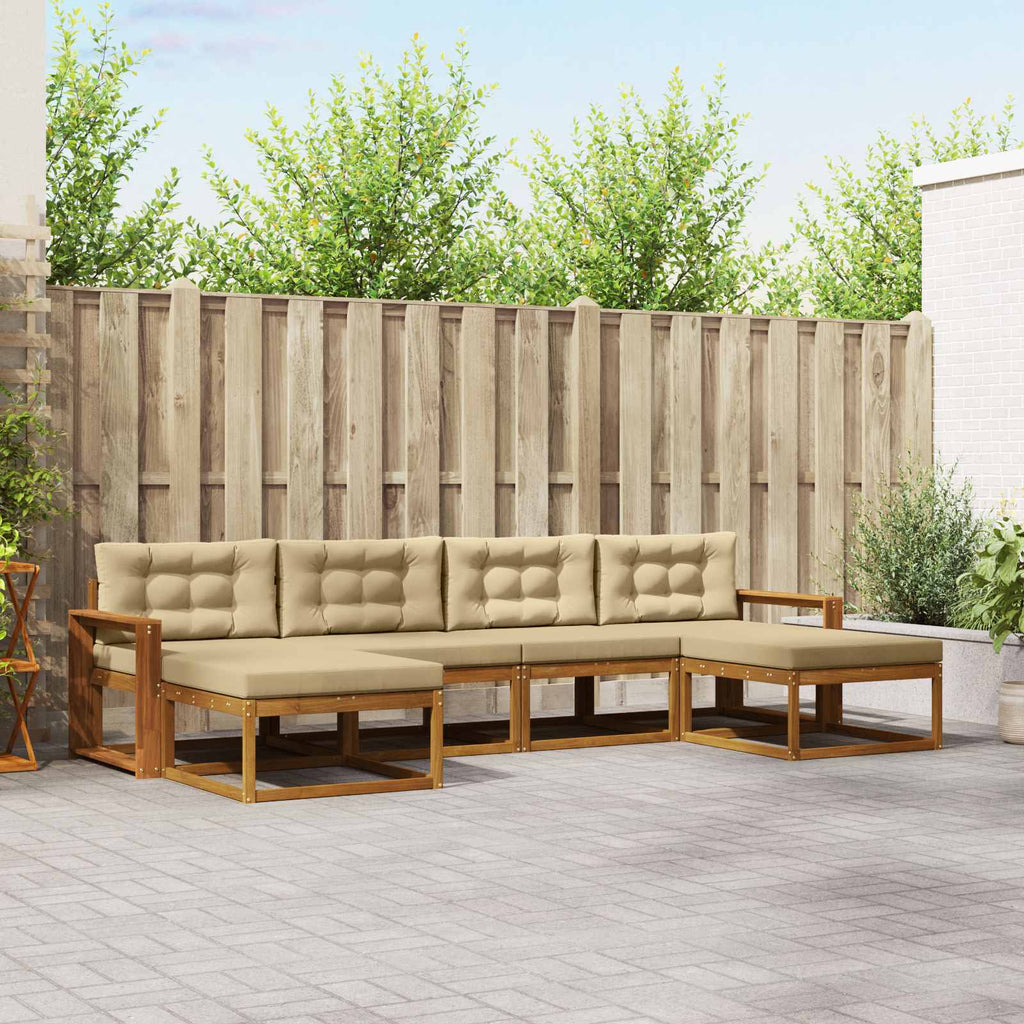 Outdoor-Sofagarnitur mit Kissen 6 pcs Natur und Beige