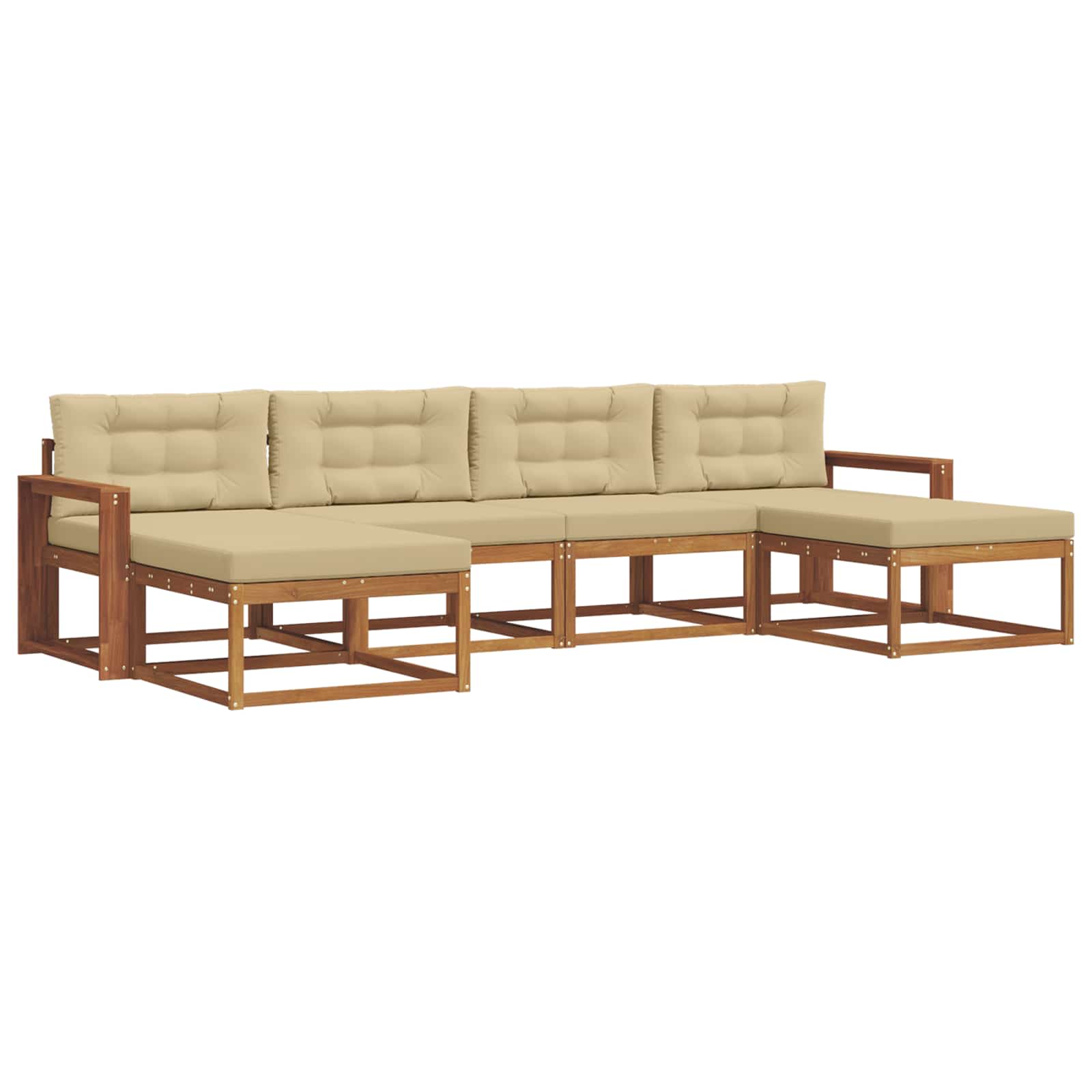 Outdoor-Sofagarnitur mit Kissen 6 pcs Natur und Beige