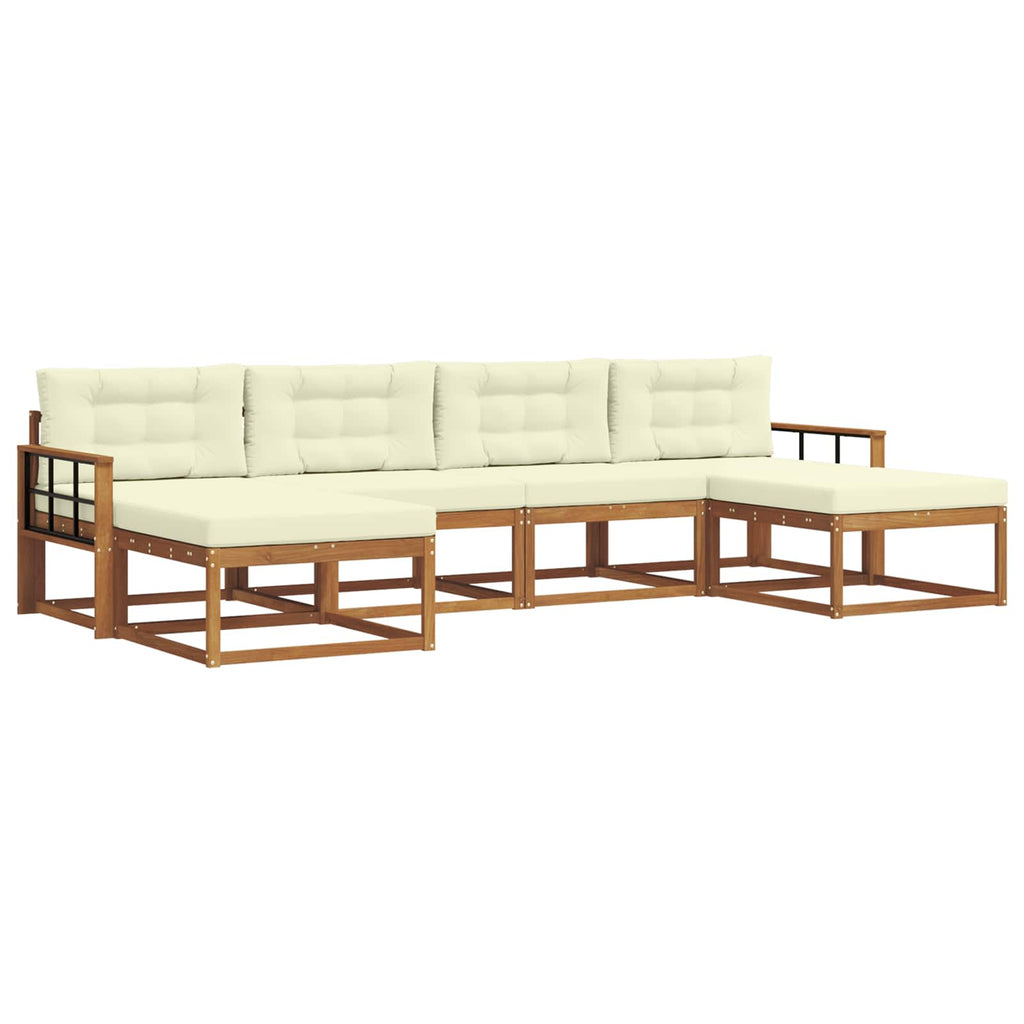 Outdoor-Sofagarnitur mit Kissen 6 pcs Natur und Creme