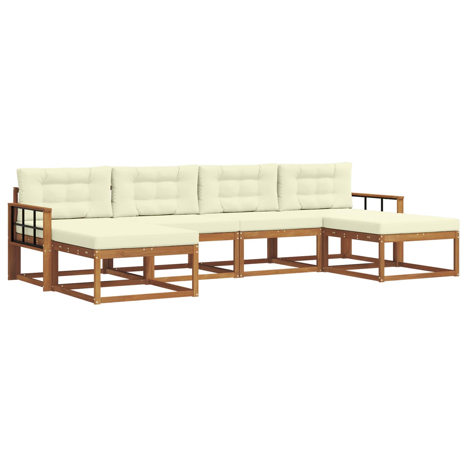 Outdoor-Sofagarnitur mit Kissen 6 pcs Natur und Creme
