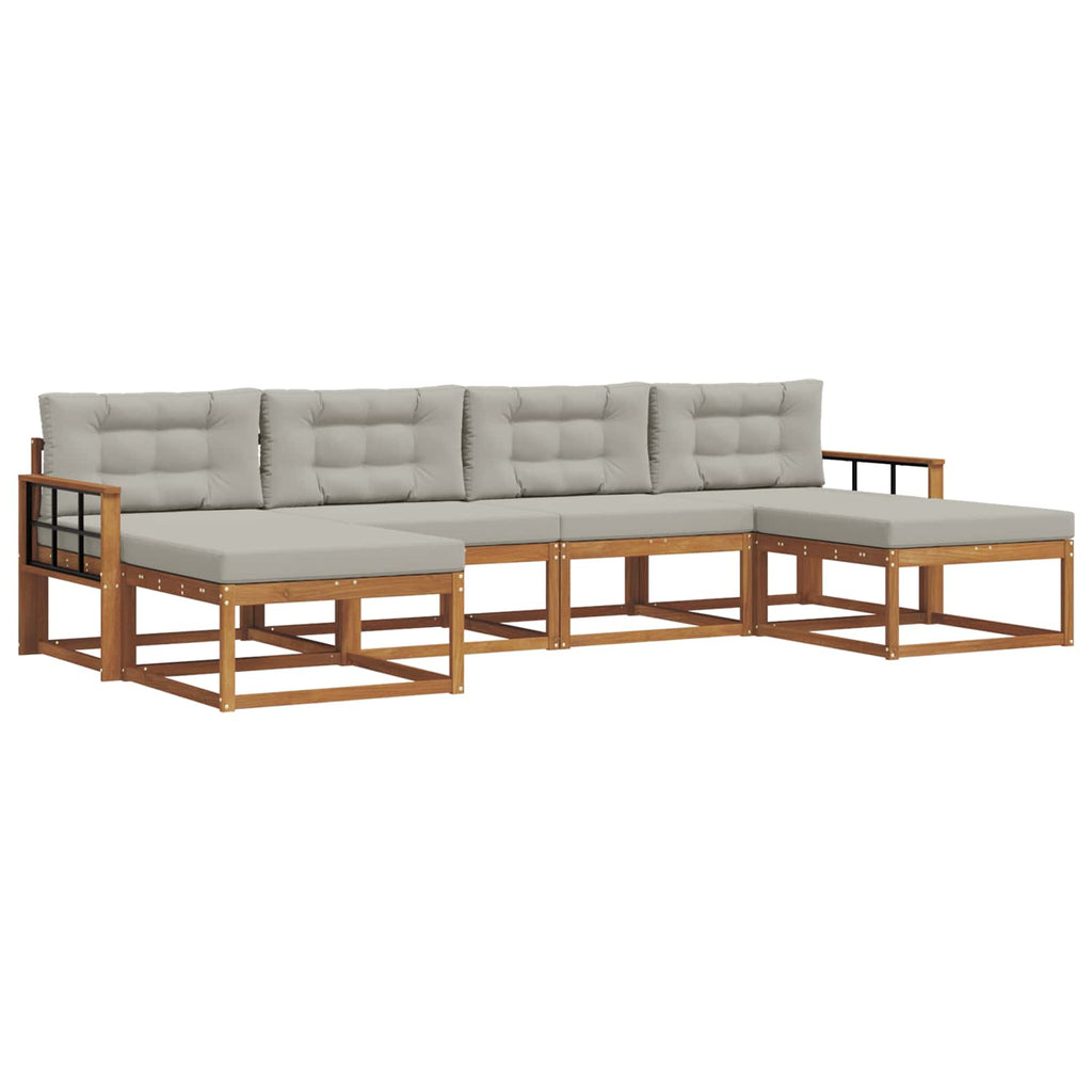 Outdoor-Sofagarnitur mit Kissen 6 pcs Natürlich und Hellgrau