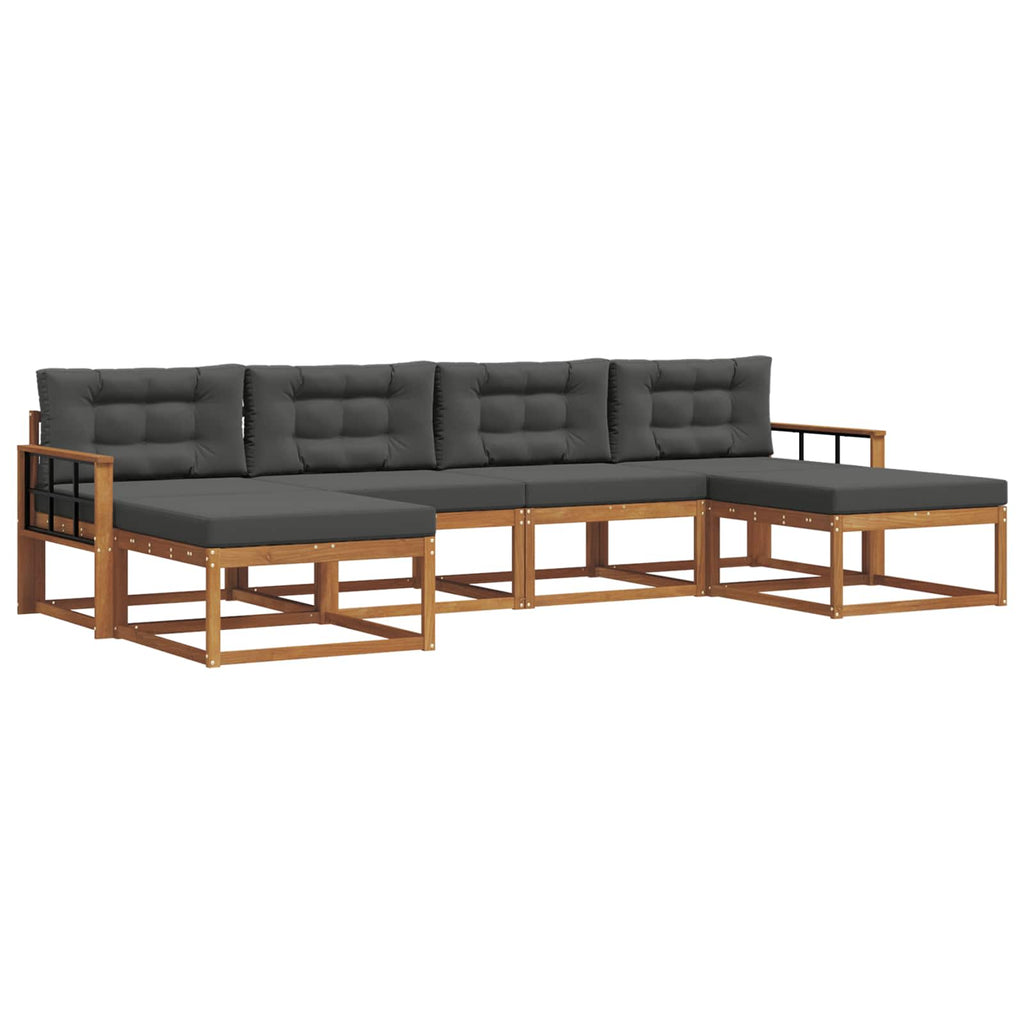 Outdoor-Sofagarnitur mit Kissen 6 pcs Natur und Anthrazit