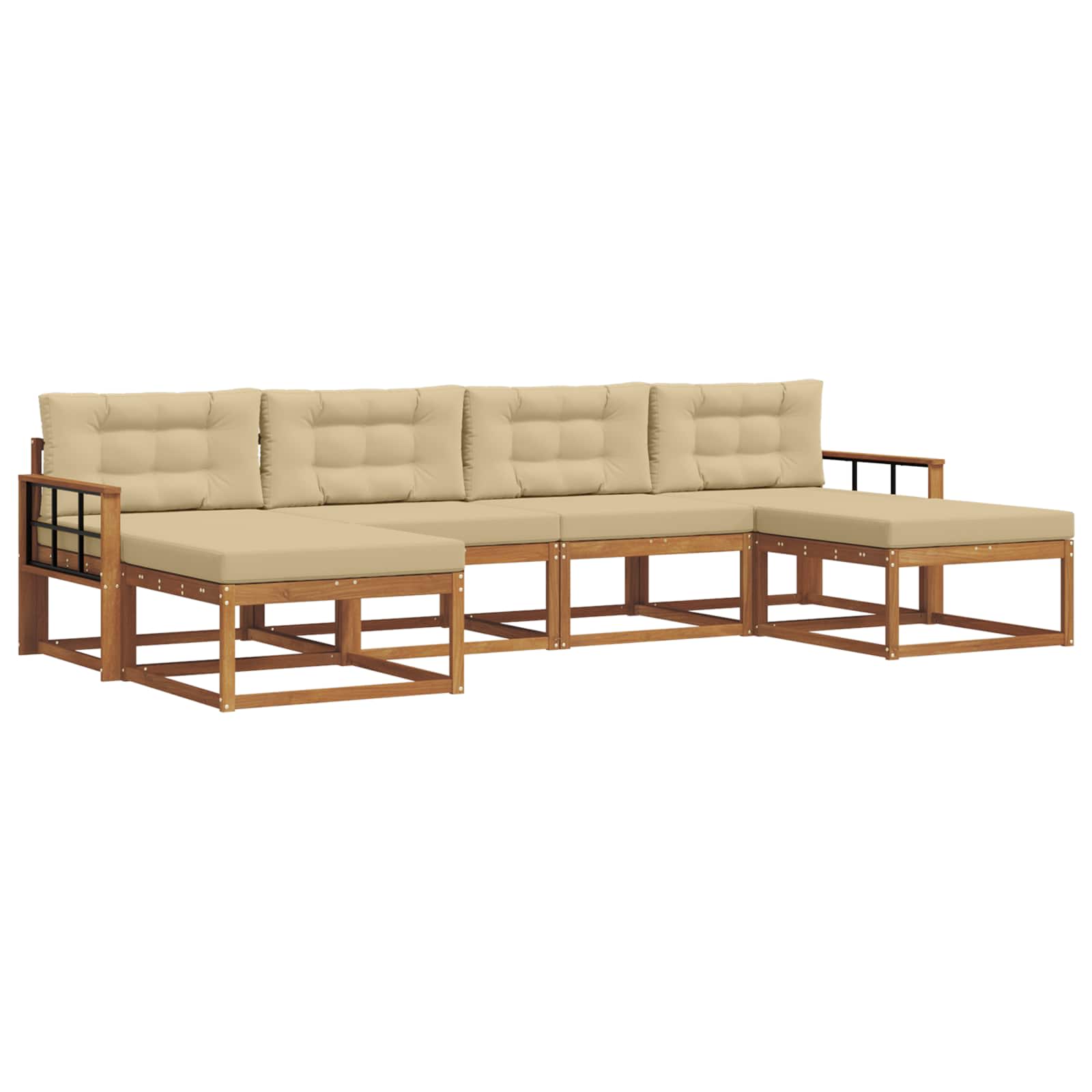 Outdoor-Sofagarnitur mit Kissen 6 pcs Natur und Beige