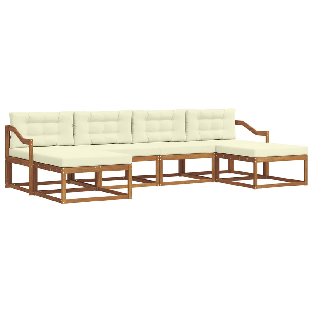 Outdoor-Sofagarnitur mit Kissen 6 pcs Natur und Creme
