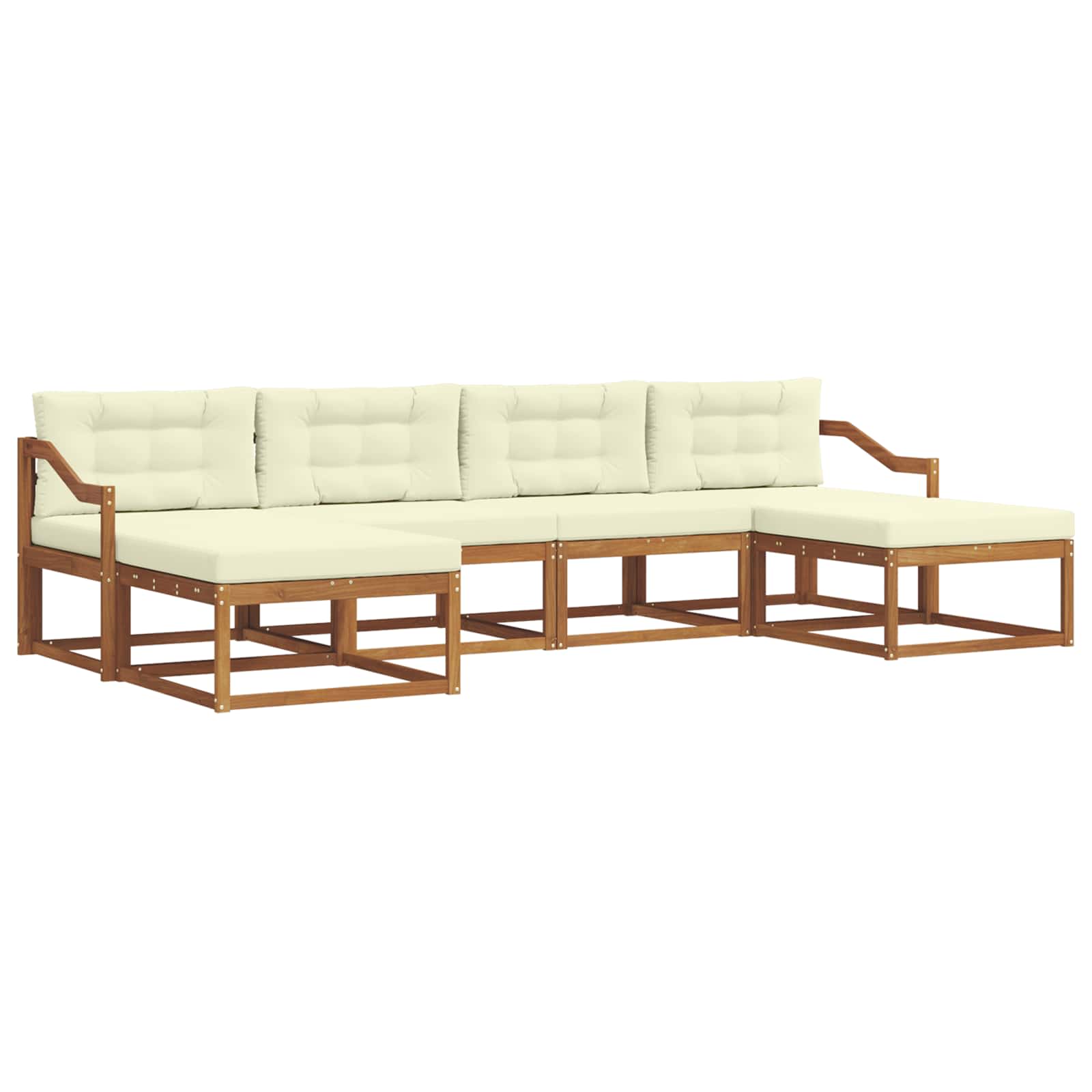 Outdoor-Sofagarnitur mit Kissen 6 pcs Natur und Creme