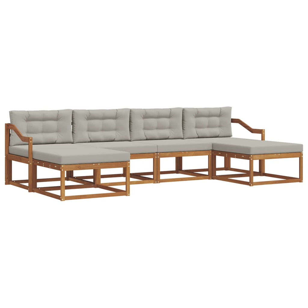 Outdoor-Sofagarnitur mit Kissen 6 pcs Natürlich und Hellgrau