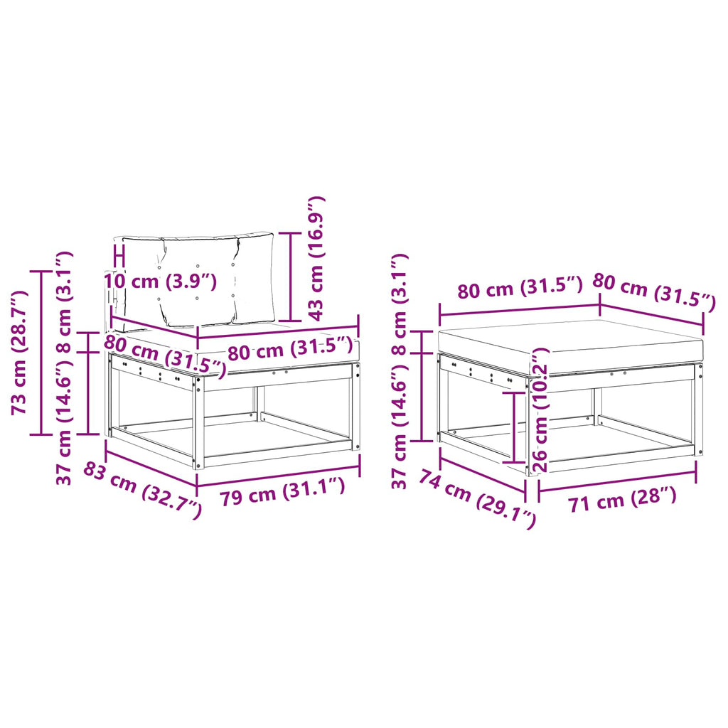 Outdoor-Sofagarnitur mit Kissen 6 pcs Natürlich und Hellgrau