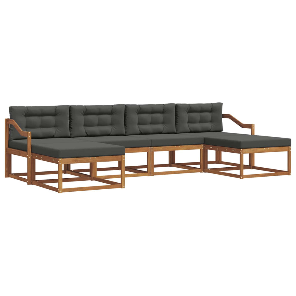 Outdoor-Sofagarnitur mit Kissen 6 pcs Natur und Anthrazit