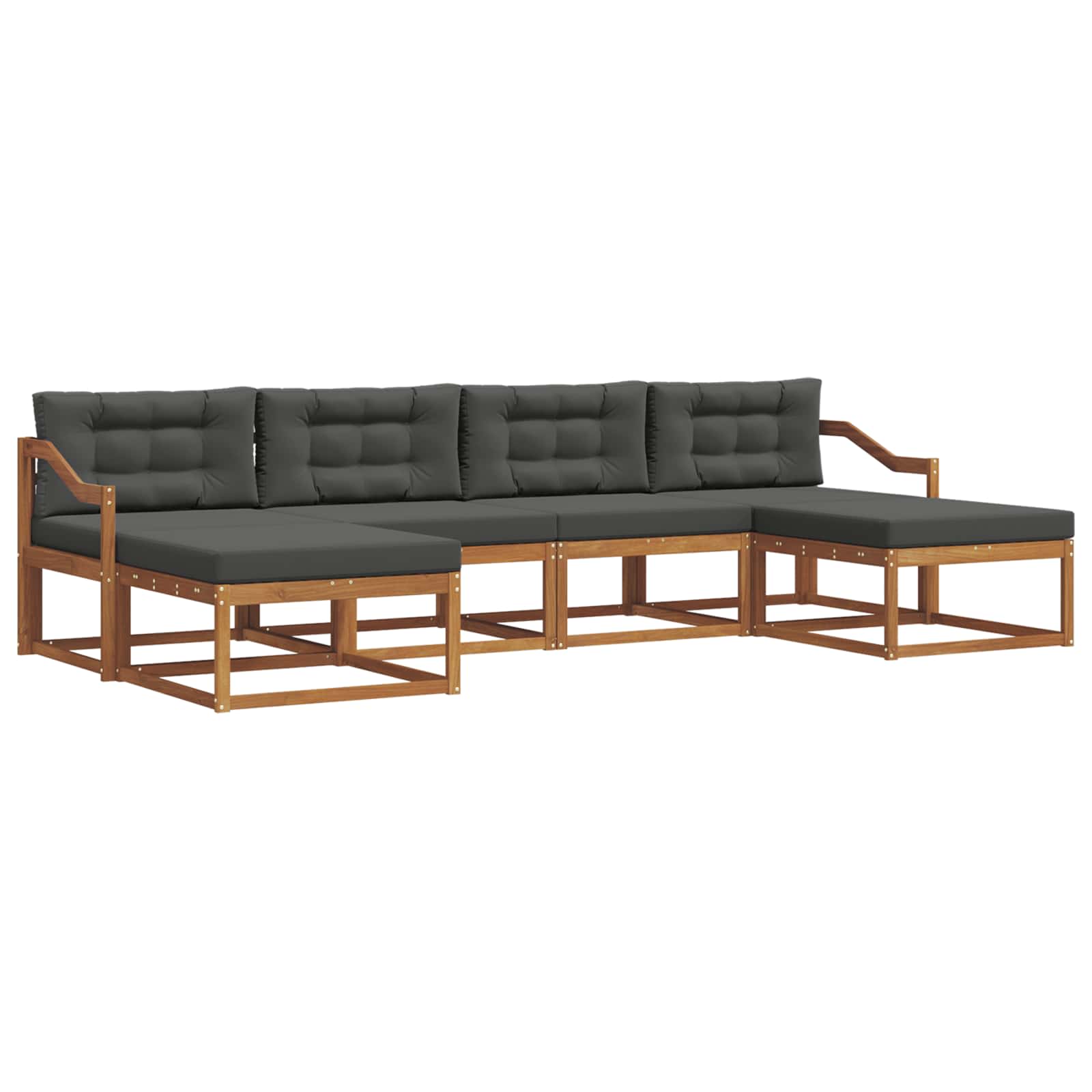 Outdoor-Sofagarnitur mit Kissen 6 pcs Natur und Anthrazit