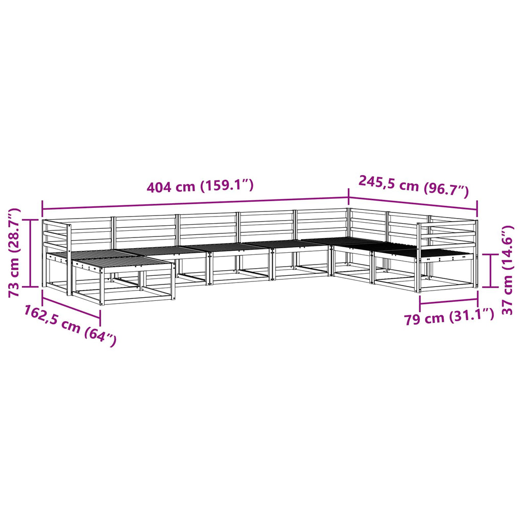 Outdoor-Sofagarnitur 8 pcs Natur Massivholz Akazie