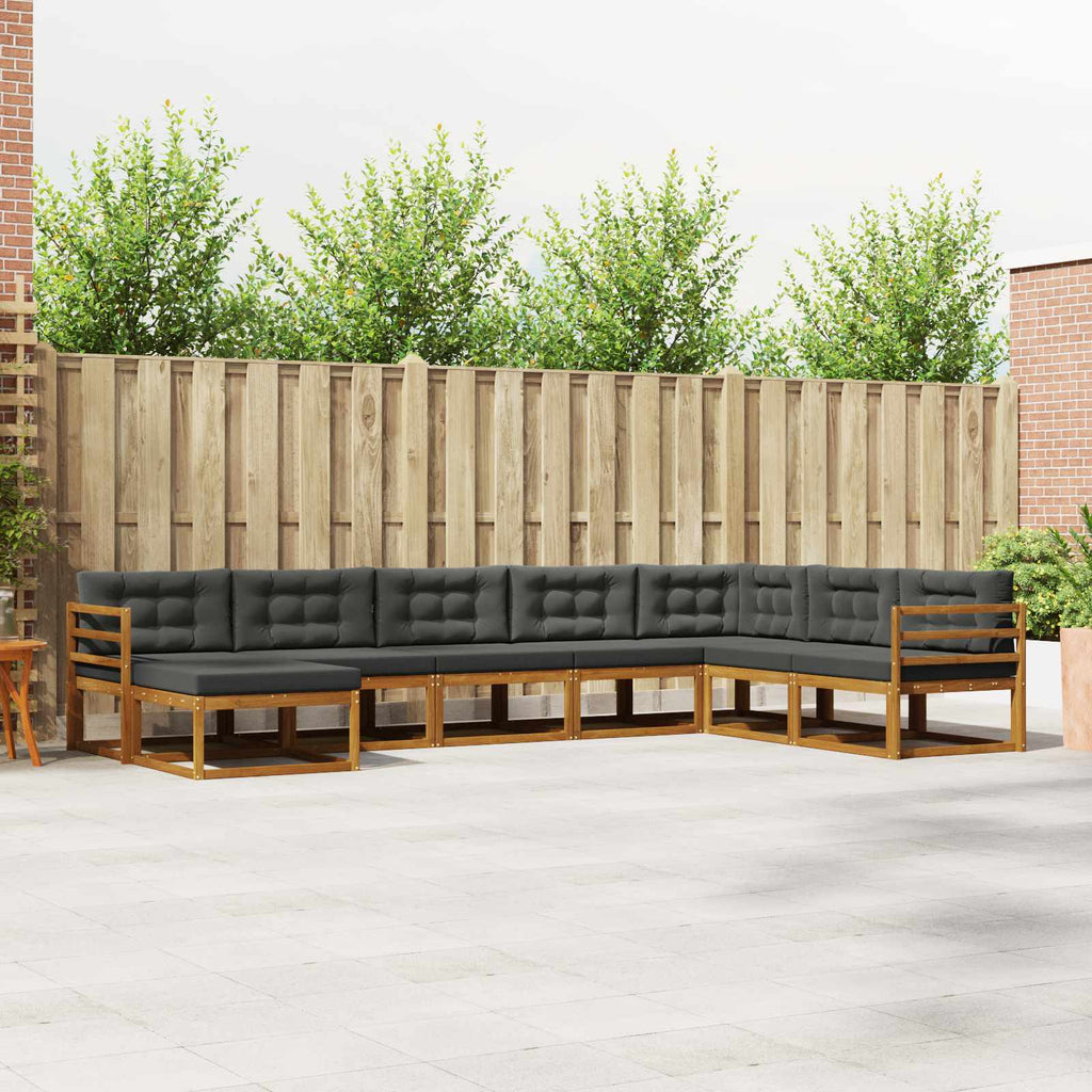 Outdoor-Sofagarnitur mit Kissen 8 pcs Natur und Anthrazit