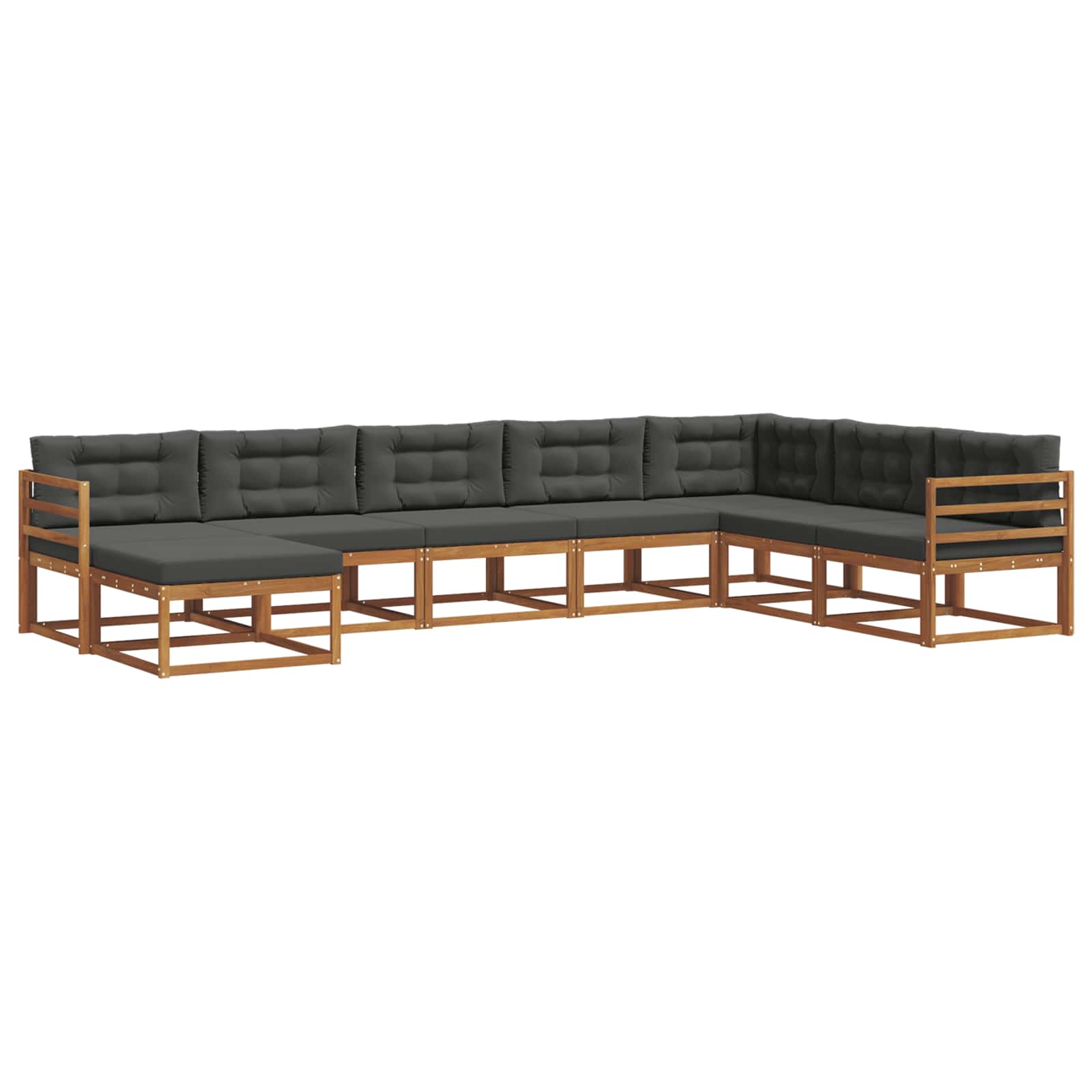 Outdoor-Sofagarnitur mit Kissen 8 pcs Natur und Anthrazit