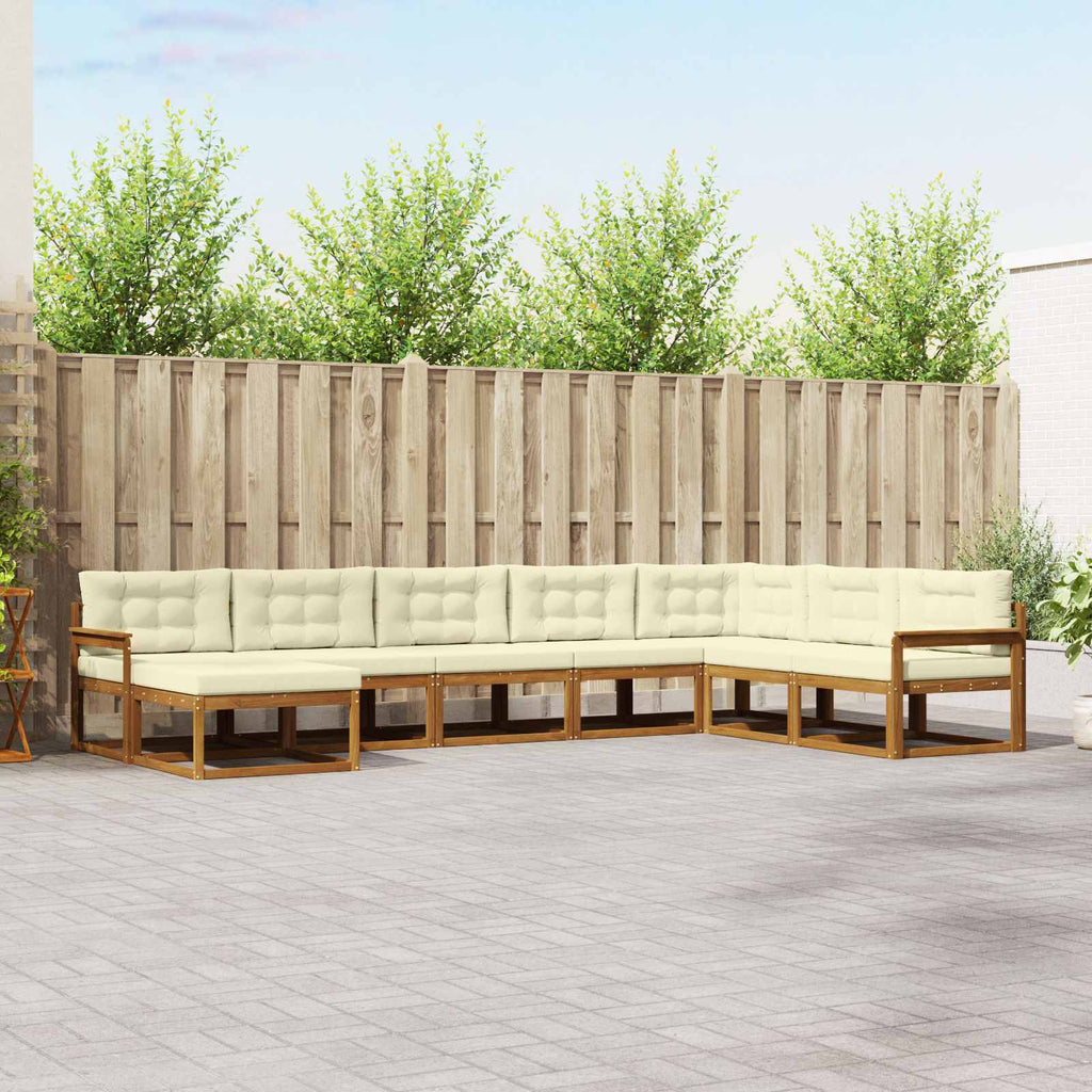 Outdoor-Sofagarnitur mit Kissen 8 pcs Natur und Creme