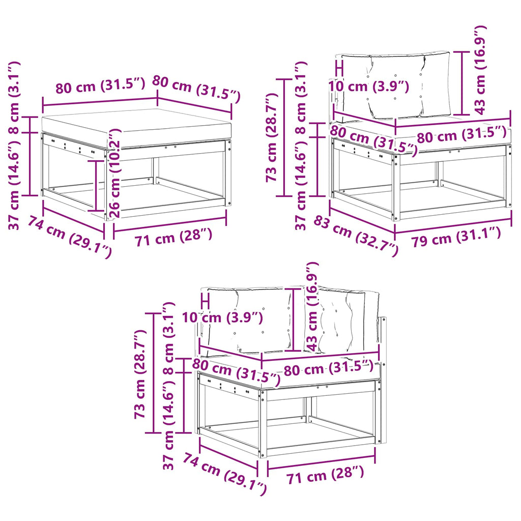 Outdoor-Sofagarnitur mit Kissen 8 pcs Natürlich und Hellgrau