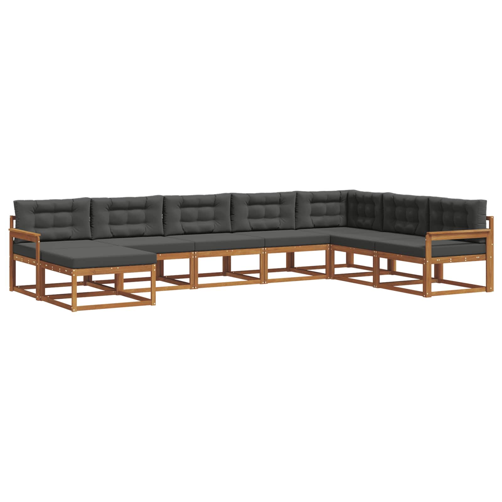 Outdoor-Sofagarnitur mit Kissen 8 pcs Natur und Anthrazit