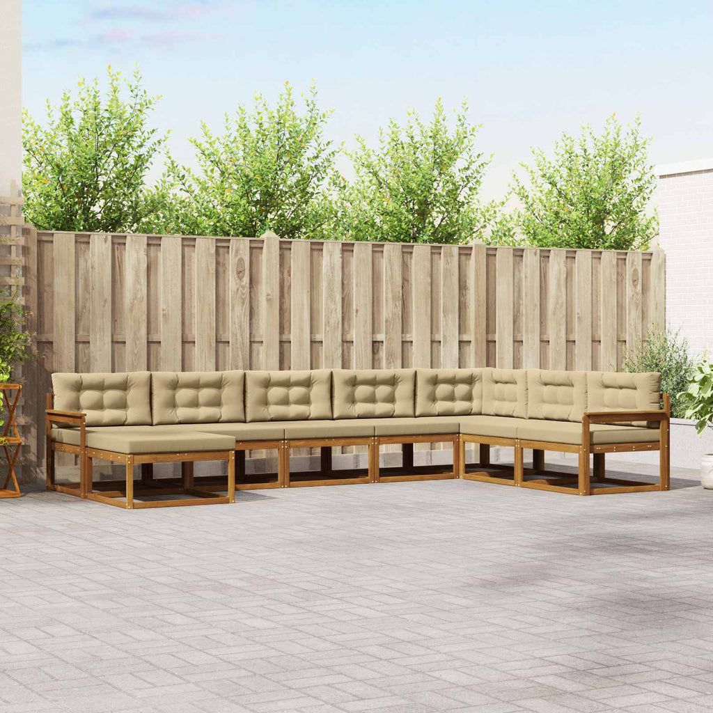 Outdoor-Sofagarnitur mit Kissen 8 pcs Natur und Beige