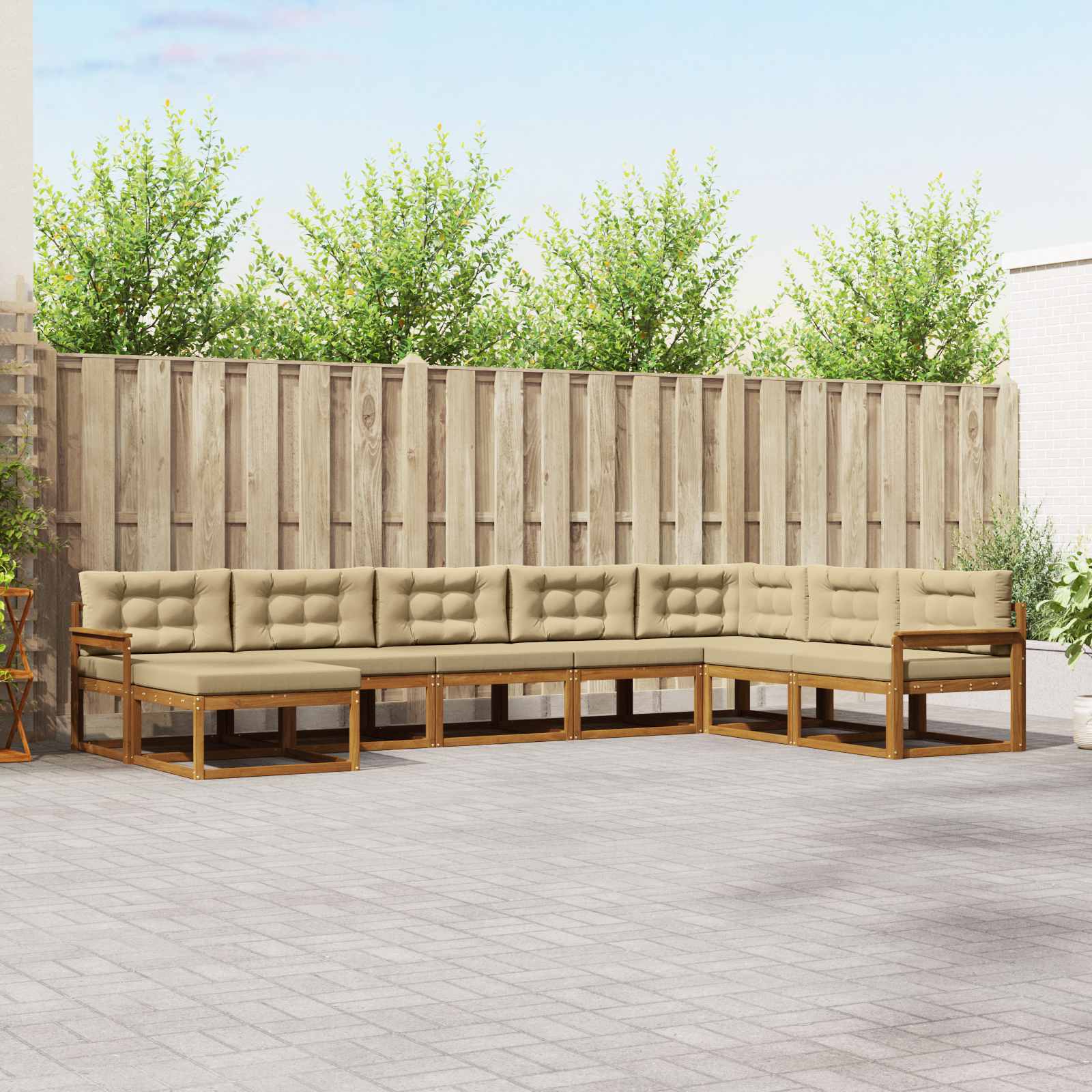 Outdoor-Sofagarnitur mit Kissen 8 pcs Natur und Beige