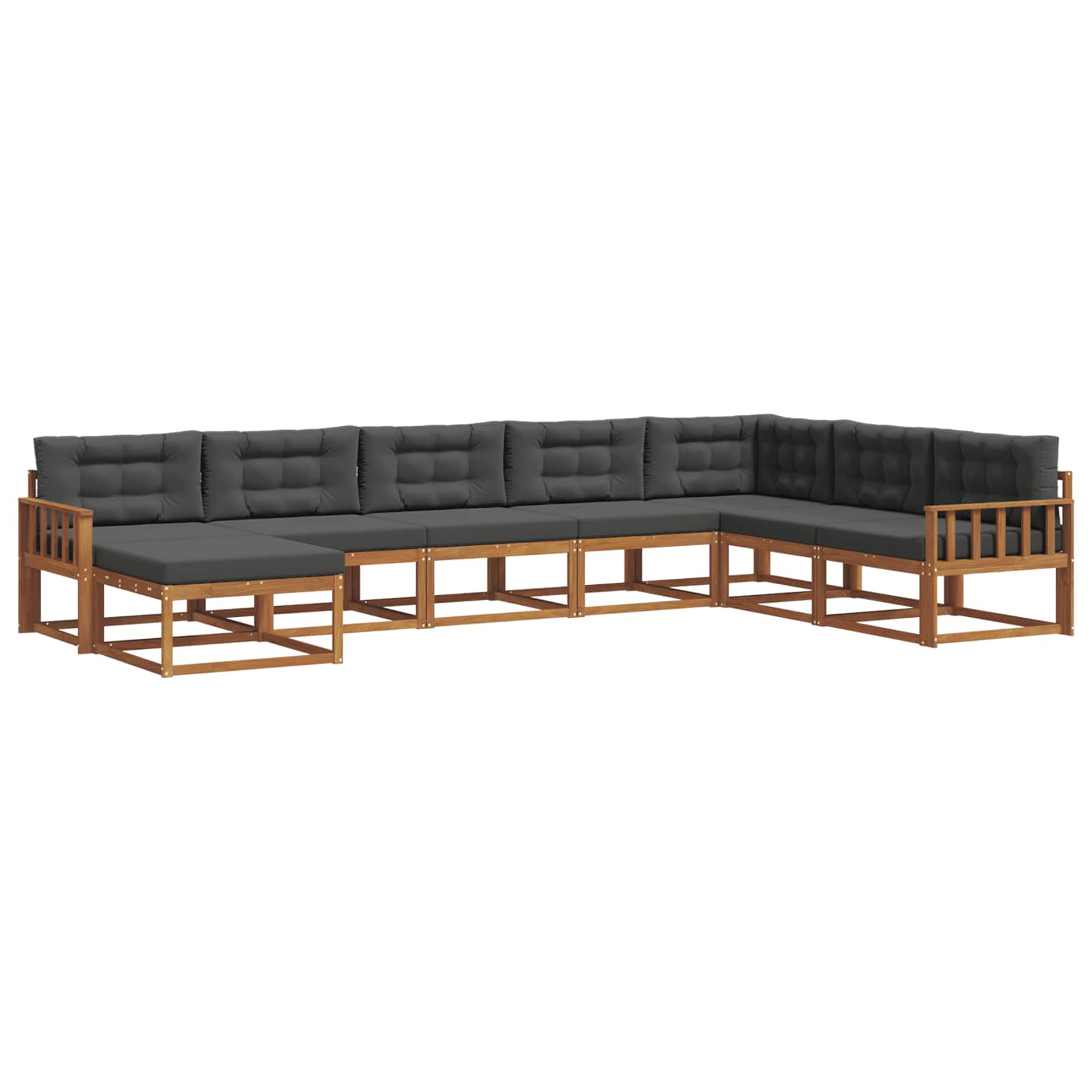 Outdoor-Sofagarnitur mit Kissen 8 pcs Natur und Anthrazit
