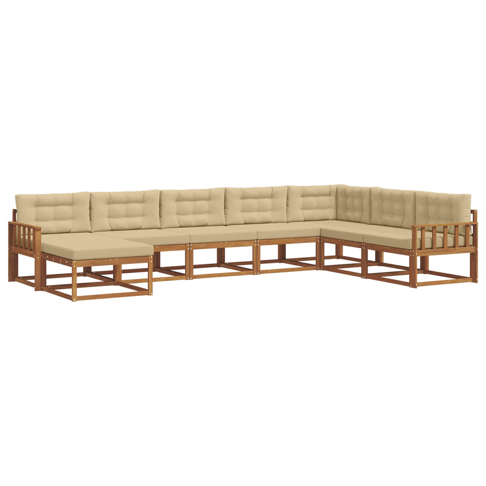 Outdoor-Sofagarnitur mit Kissen 8 pcs Natur und Beige