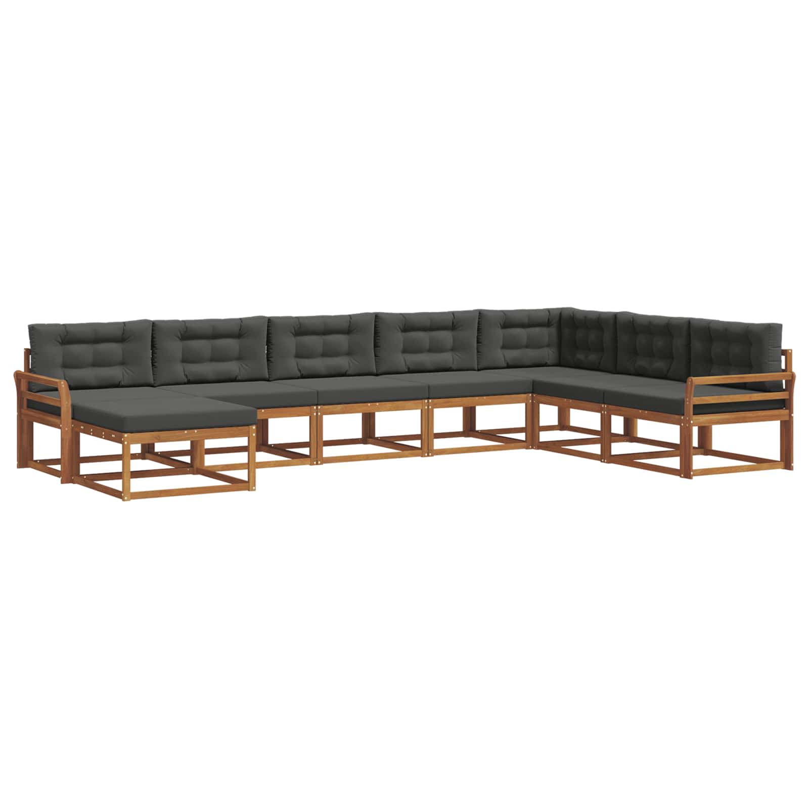 Outdoor-Sofagarnitur mit Kissen 8 pcs Natur und Anthrazit