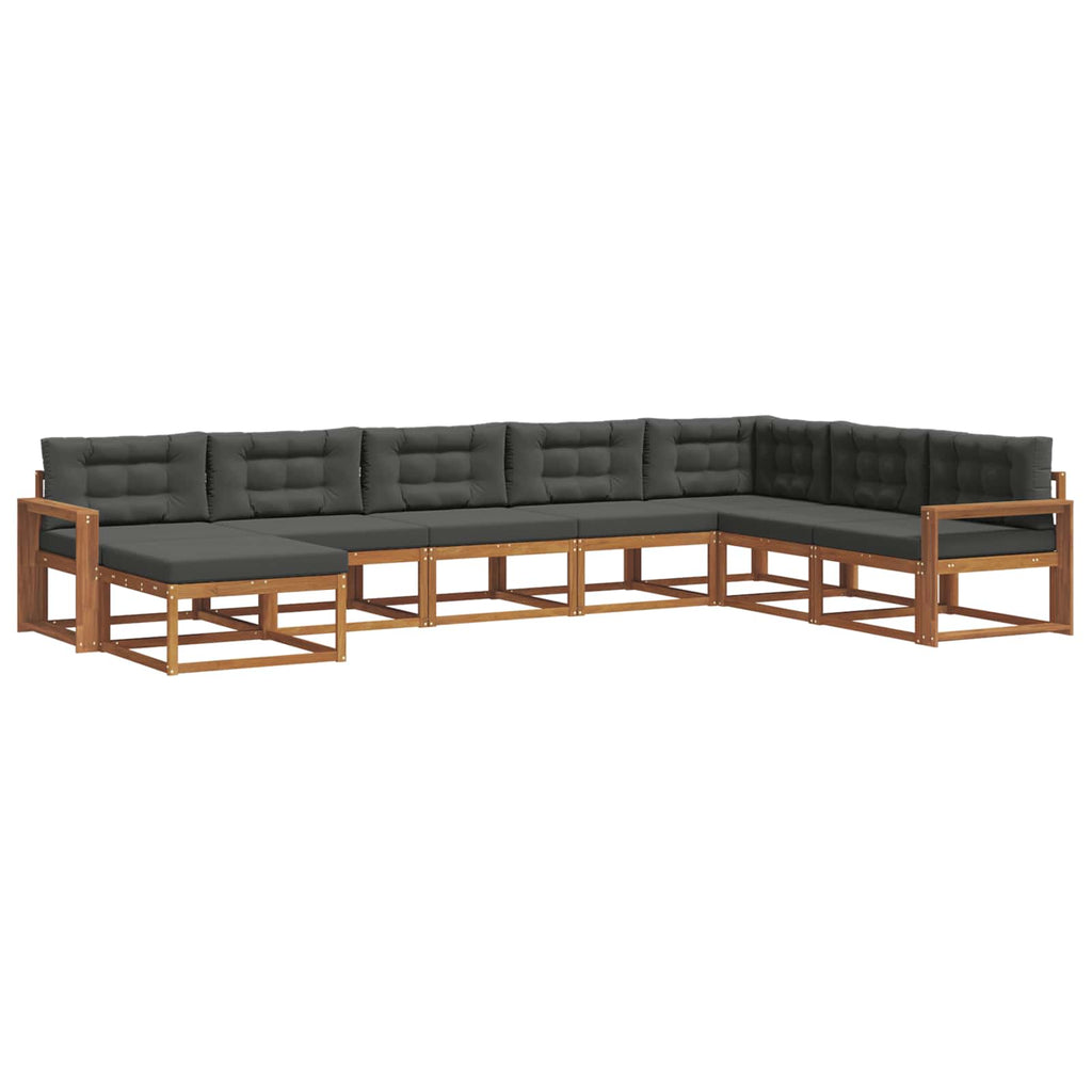 Outdoor-Sofagarnitur mit Kissen 8 pcs Natur und Anthrazit
