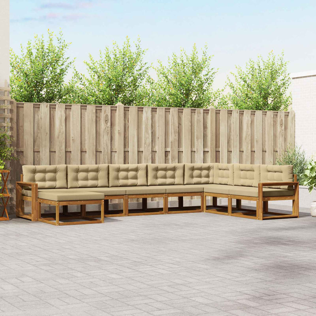 Outdoor-Sofagarnitur mit Kissen 8 pcs Natur und Beige
