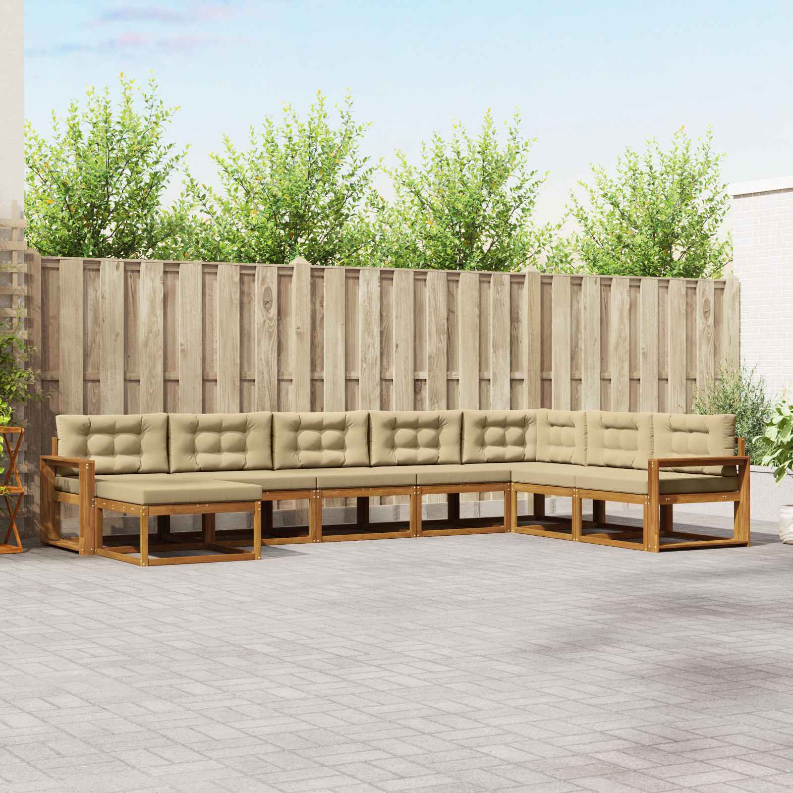 Outdoor-Sofagarnitur mit Kissen 8 pcs Natur und Beige