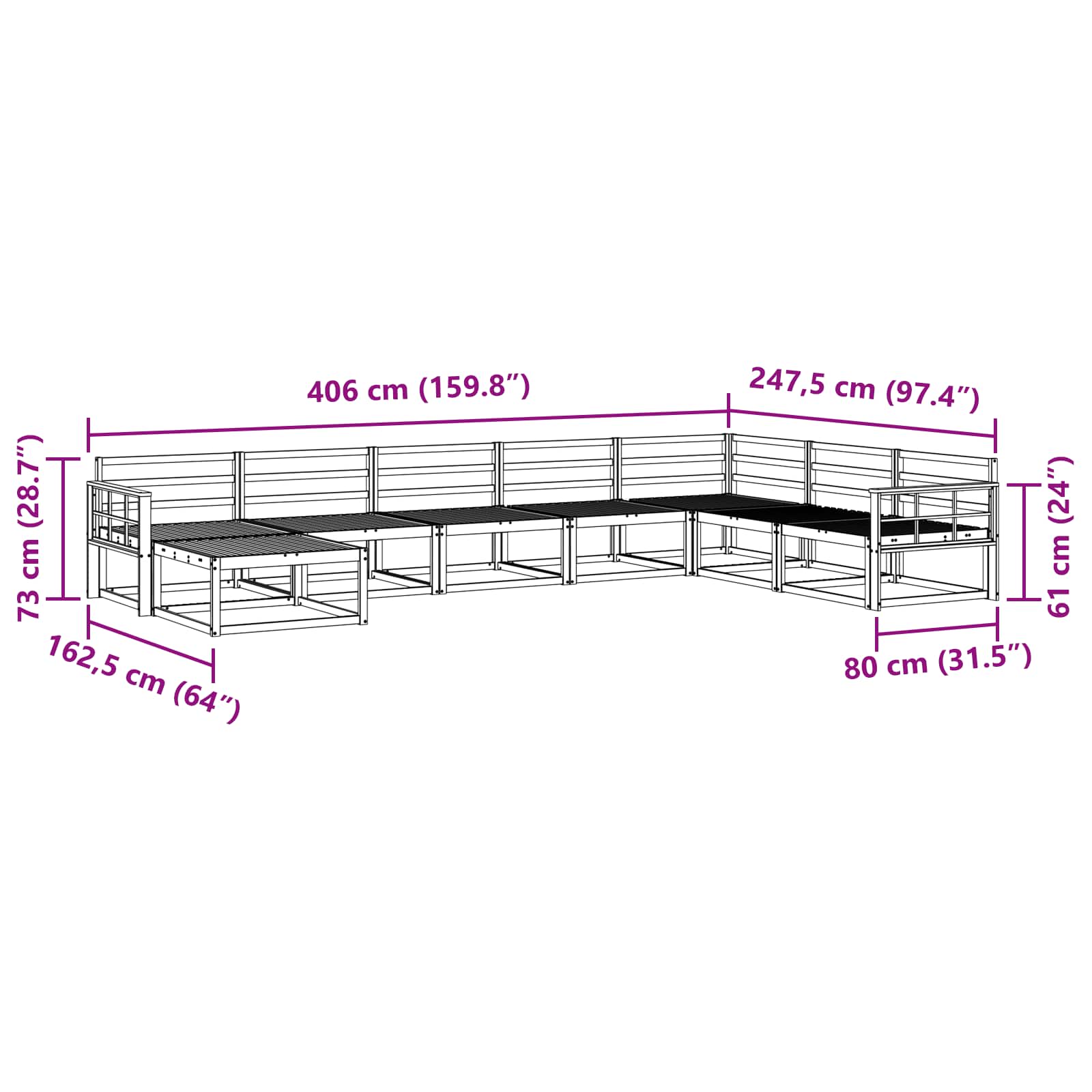 Outdoor-Sofagarnitur 8 pcs Natur Massivholz Akazie