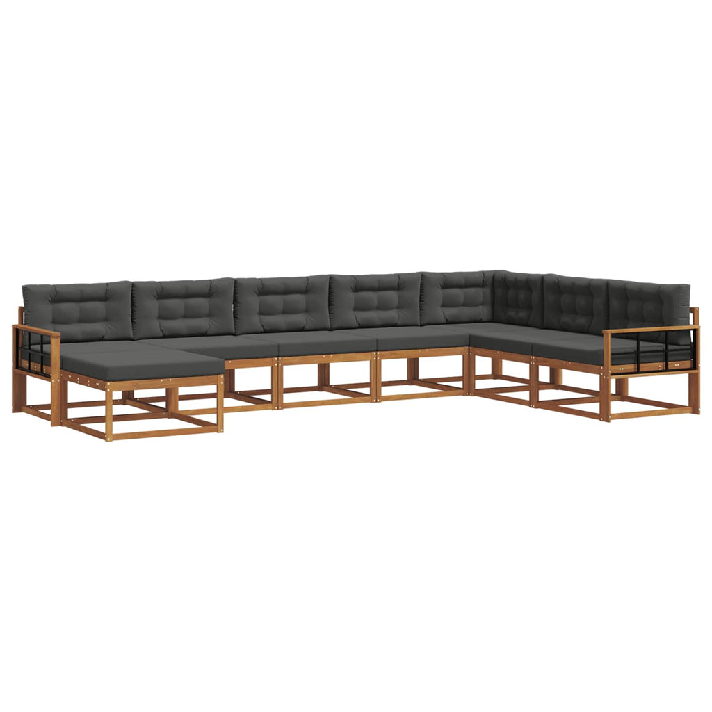 Outdoor-Sofagarnitur mit Kissen 8 pcs Natur und Anthrazit